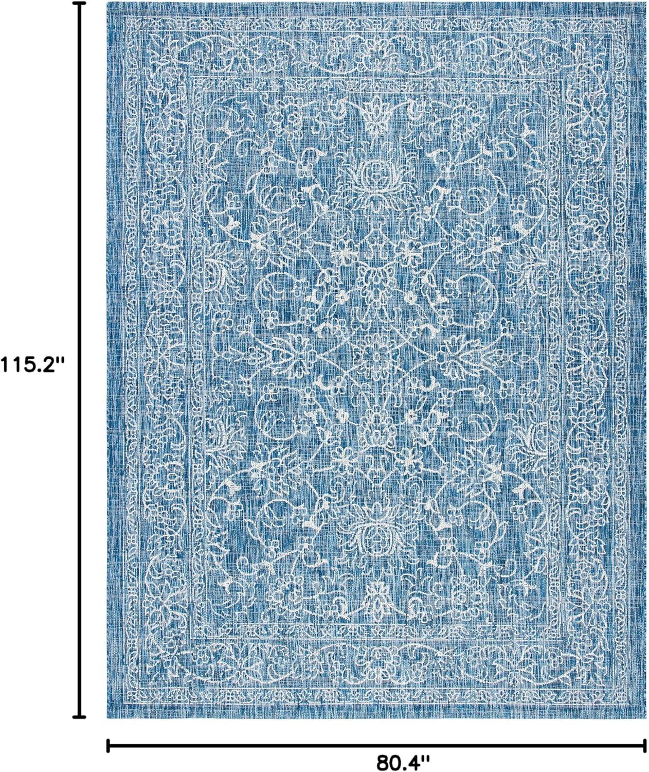 image:imageSAFAVIEH Washable Rug Outdoor Courtyard Collection 9 x 12 Aqua Blue amp Grey NonShedding amp Easy Cleaning Ideal for Patio Backyard Mudroom CY868037121NavyIvory