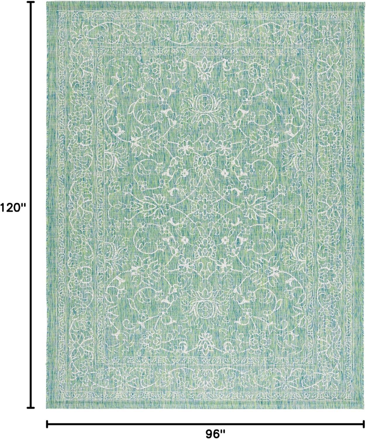 image:imageSAFAVIEH Washable Rug Outdoor Courtyard Collection 9 x 12 Aqua Blue amp Grey NonShedding amp Easy Cleaning Ideal for Patio Backyard Mudroom CY868037121GreenIvory