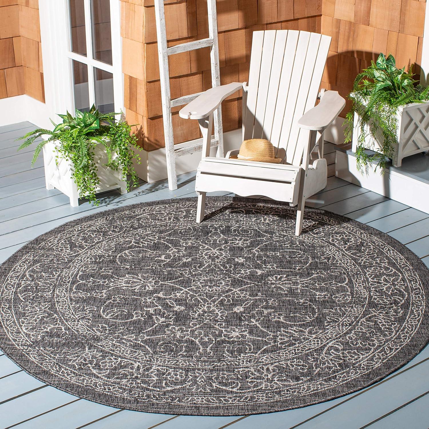 image:imageSAFAVIEH Washable Rug Outdoor Courtyard Collection 9 x 12 Aqua Blue amp Grey NonShedding amp Easy Cleaning Ideal for Patio Backyard Mudroom CY868037121BlackIvory