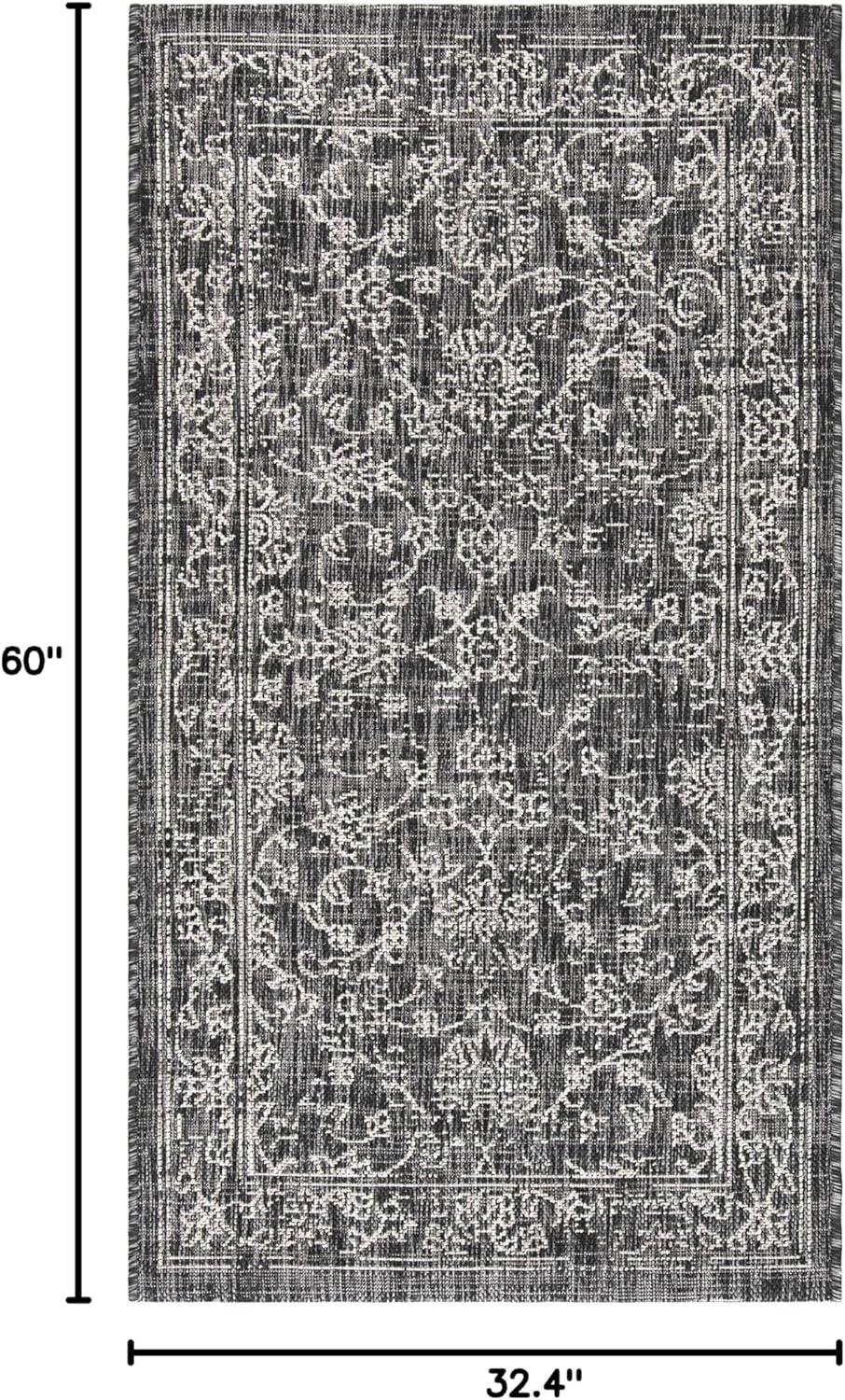 image:imageSAFAVIEH Washable Rug Outdoor Courtyard Collection 9 x 12 Aqua Blue amp Grey NonShedding amp Easy Cleaning Ideal for Patio Backyard Mudroom CY868037121BlackIvory