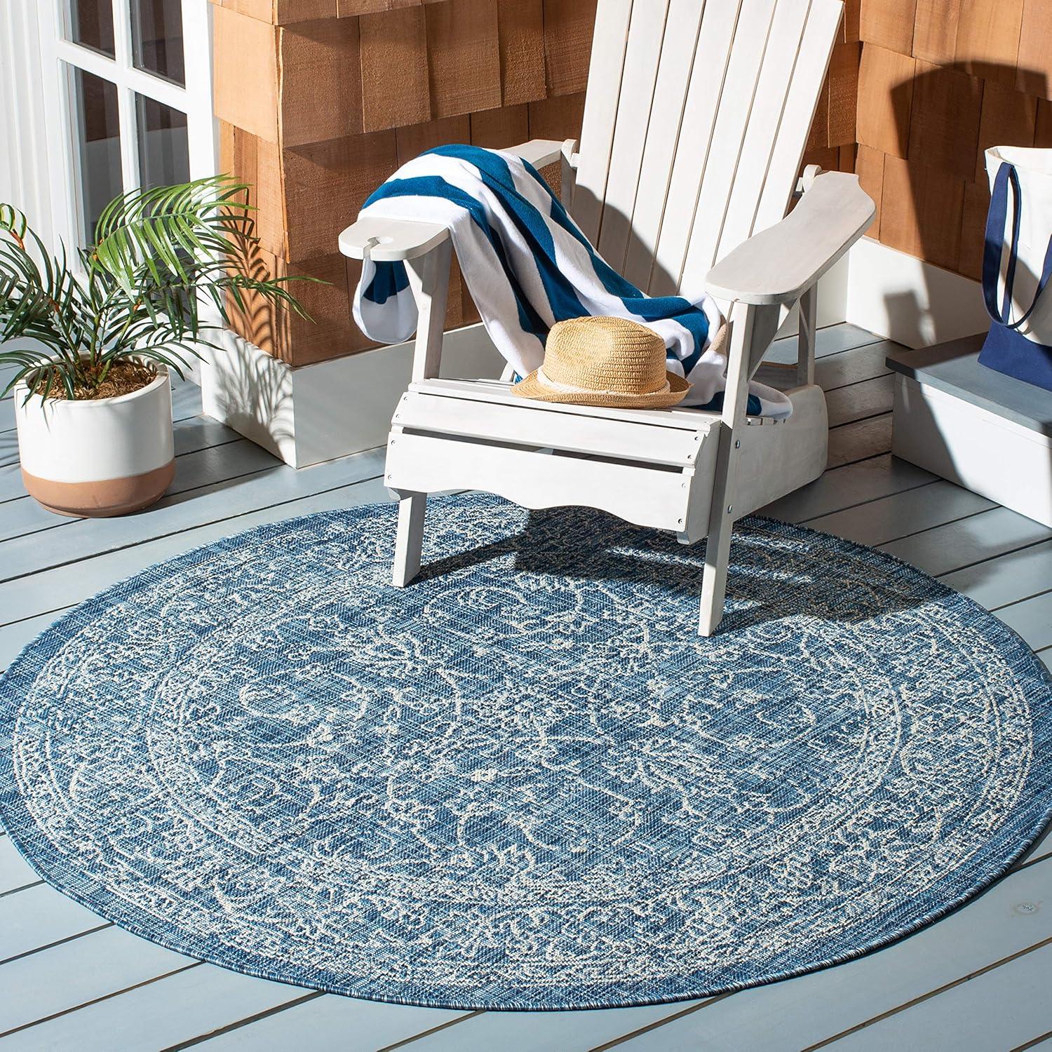 image:imageSAFAVIEH Washable Rug Outdoor Courtyard Collection 9 x 12 Aqua Blue amp Grey NonShedding amp Easy Cleaning Ideal for Patio Backyard Mudroom CY868037121NavyIvory