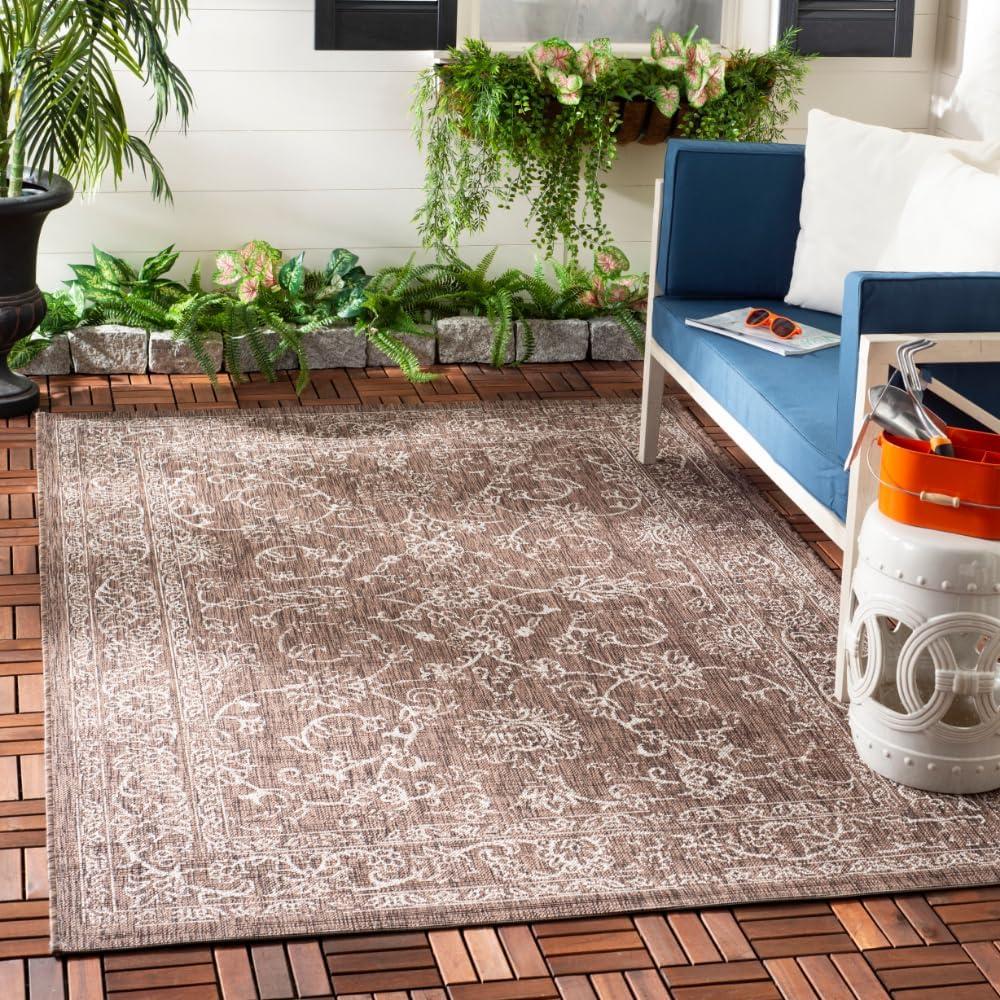 image:imageSAFAVIEH Washable Rug Outdoor Courtyard Collection 9 x 12 Aqua Blue amp Grey NonShedding amp Easy Cleaning Ideal for Patio Backyard Mudroom CY868037121BrownIvory