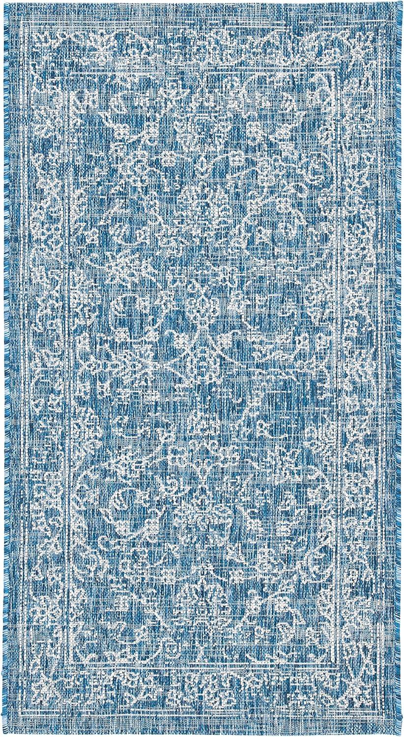 image:imageSAFAVIEH Washable Rug Outdoor Courtyard Collection 9 x 12 Aqua Blue amp Grey NonShedding amp Easy Cleaning Ideal for Patio Backyard Mudroom CY868037121NavyIvory