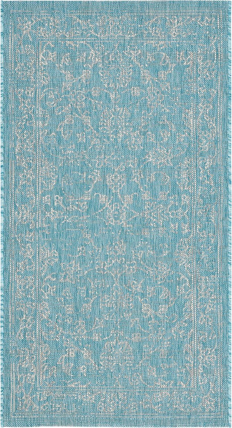 image:imageSAFAVIEH Washable Rug Outdoor Courtyard Collection 9 x 12 Aqua Blue amp Grey NonShedding amp Easy Cleaning Ideal for Patio Backyard Mudroom CY868037121AquaGrey