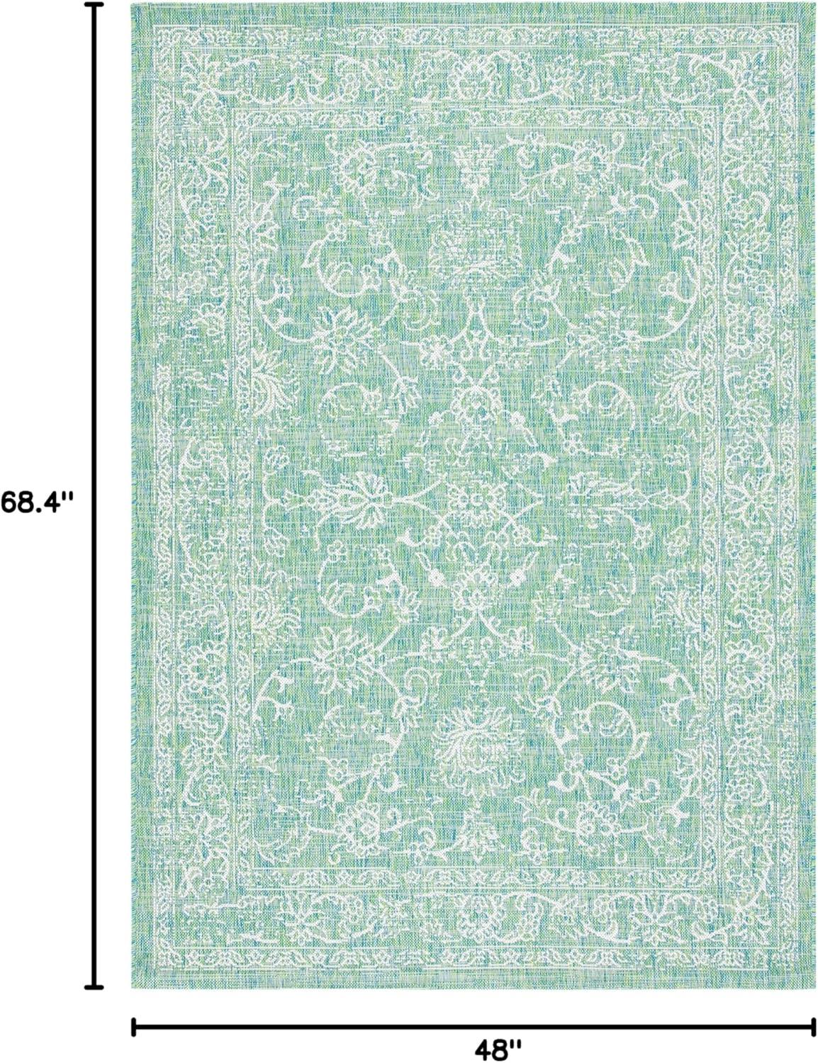 image:imageSAFAVIEH Washable Rug Outdoor Courtyard Collection 9 x 12 Aqua Blue amp Grey NonShedding amp Easy Cleaning Ideal for Patio Backyard Mudroom CY868037121GreenIvory