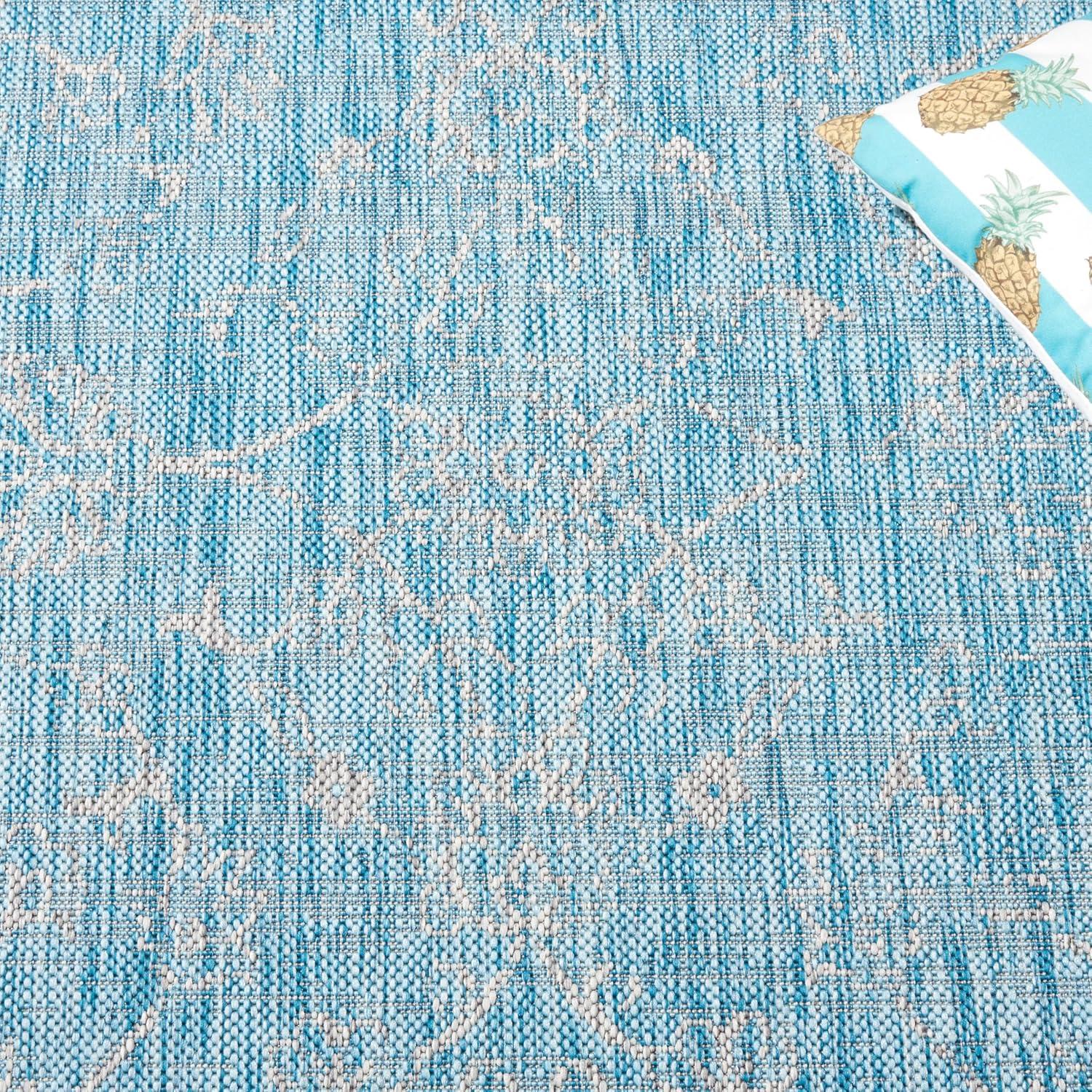 image:imageSAFAVIEH Washable Rug Outdoor Courtyard Collection 9 x 12 Aqua Blue amp Grey NonShedding amp Easy Cleaning Ideal for Patio Backyard Mudroom CY868037121AquaGrey