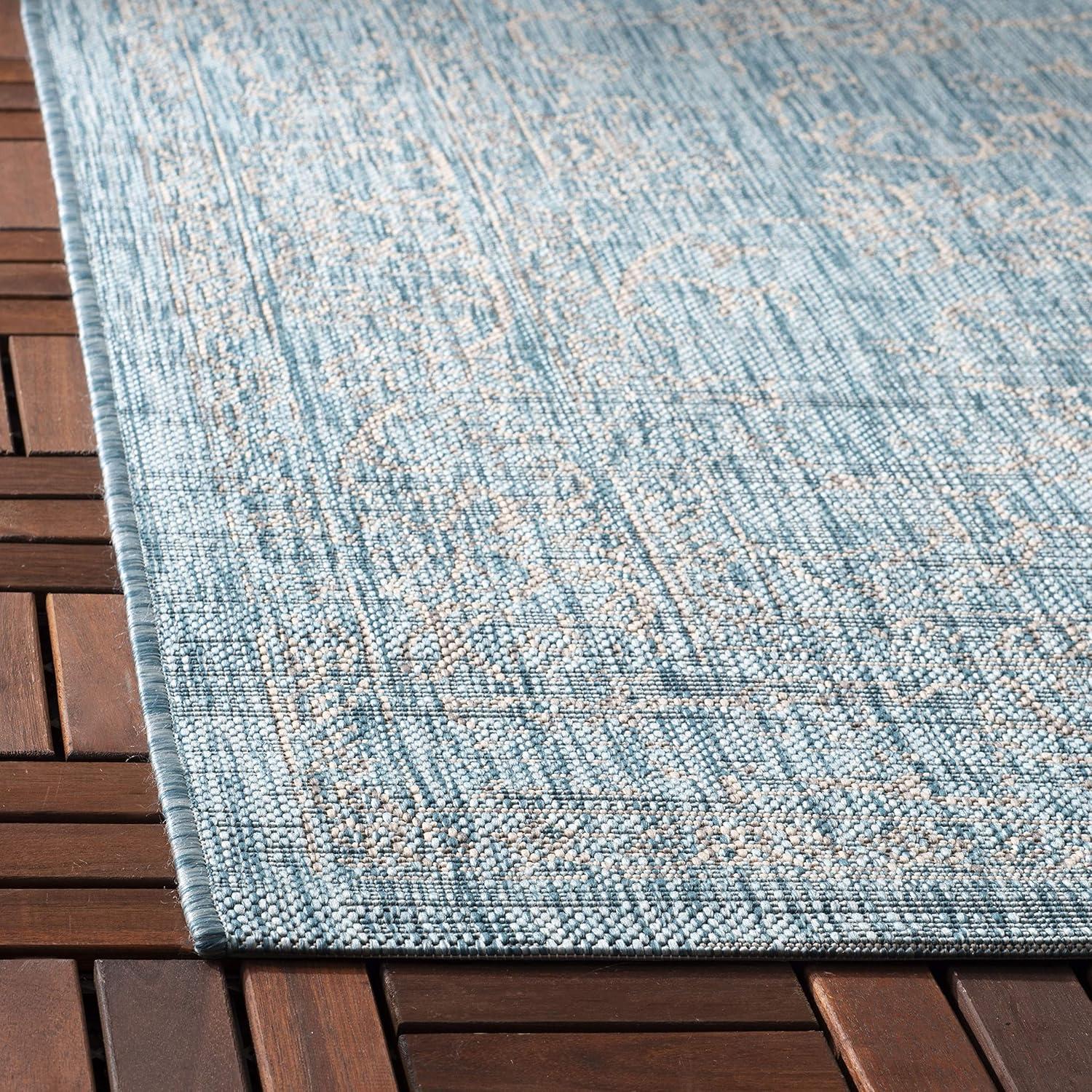 image:imageSAFAVIEH Washable Rug Outdoor Courtyard Collection 9 x 12 Aqua Blue amp Grey NonShedding amp Easy Cleaning Ideal for Patio Backyard Mudroom CY868037121AquaGrey