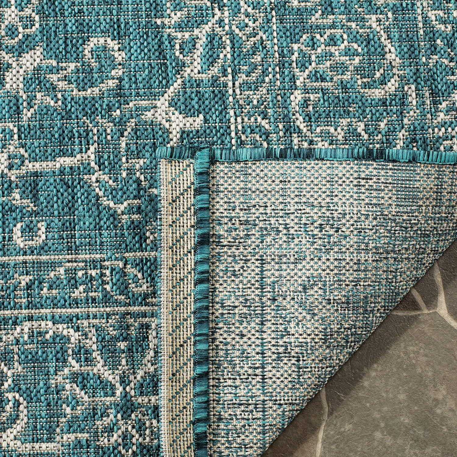 image:imageSAFAVIEH Washable Rug Outdoor Courtyard Collection 9 x 12 Aqua Blue amp Grey NonShedding amp Easy Cleaning Ideal for Patio Backyard Mudroom CY868037121Turquoise