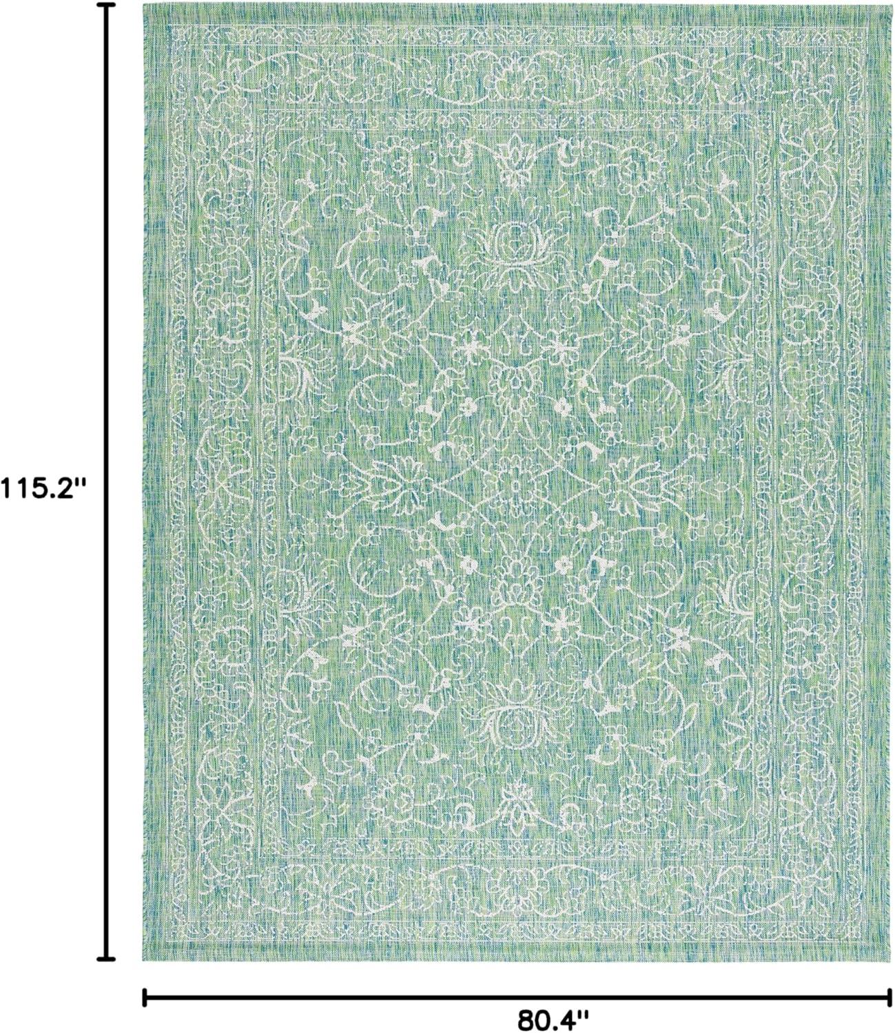 image:imageSAFAVIEH Washable Rug Outdoor Courtyard Collection 9 x 12 Aqua Blue amp Grey NonShedding amp Easy Cleaning Ideal for Patio Backyard Mudroom CY868037121GreenIvory