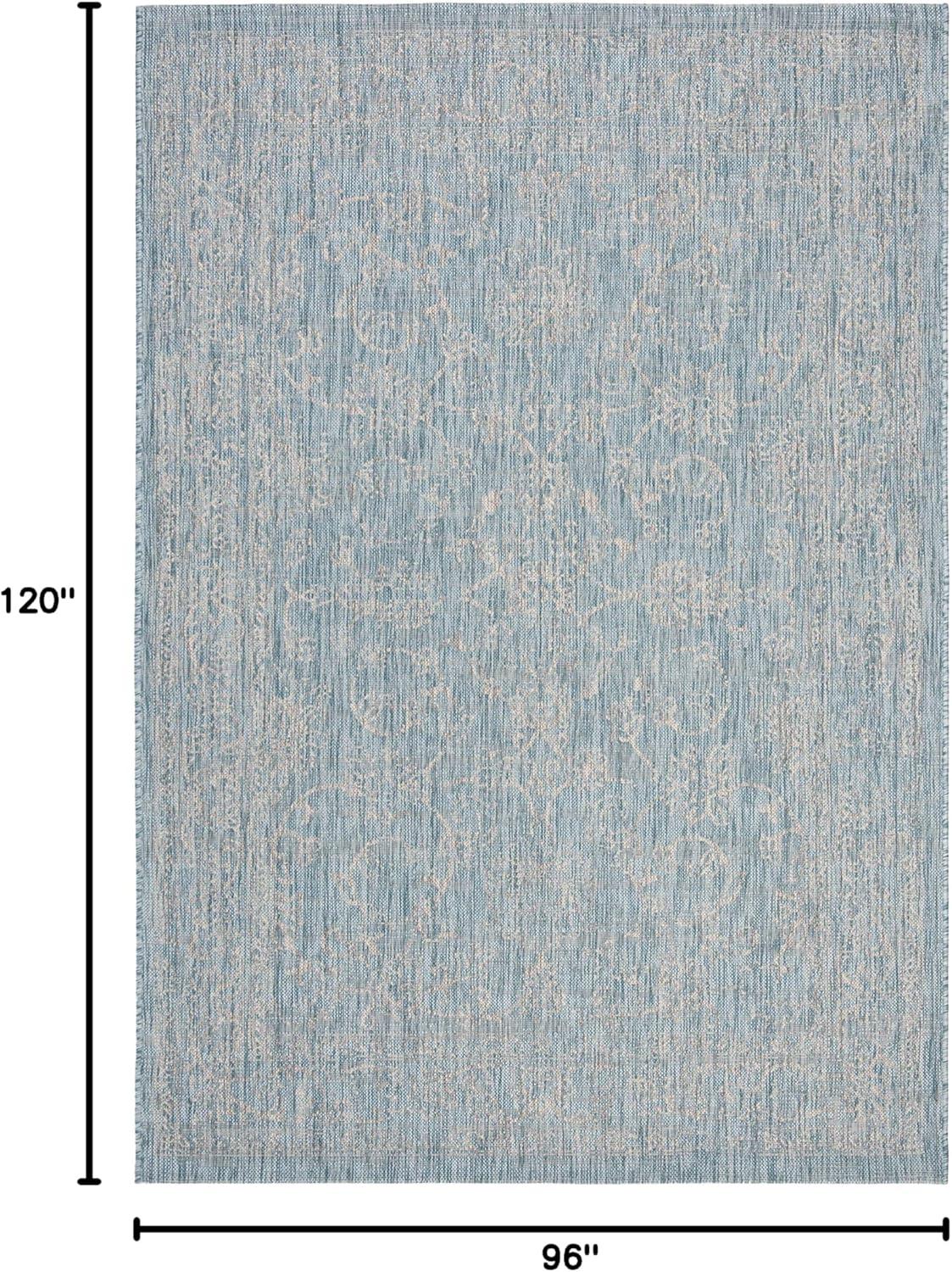 image:imageSAFAVIEH Washable Rug Outdoor Courtyard Collection 9 x 12 Aqua Blue amp Grey NonShedding amp Easy Cleaning Ideal for Patio Backyard Mudroom CY868037121AquaGrey