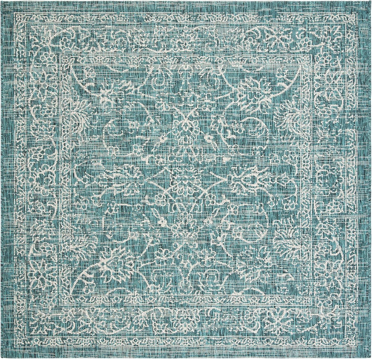 image:imageSAFAVIEH Washable Rug Outdoor Courtyard Collection 9 x 12 Aqua Blue amp Grey NonShedding amp Easy Cleaning Ideal for Patio Backyard Mudroom CY868037121Turquoise
