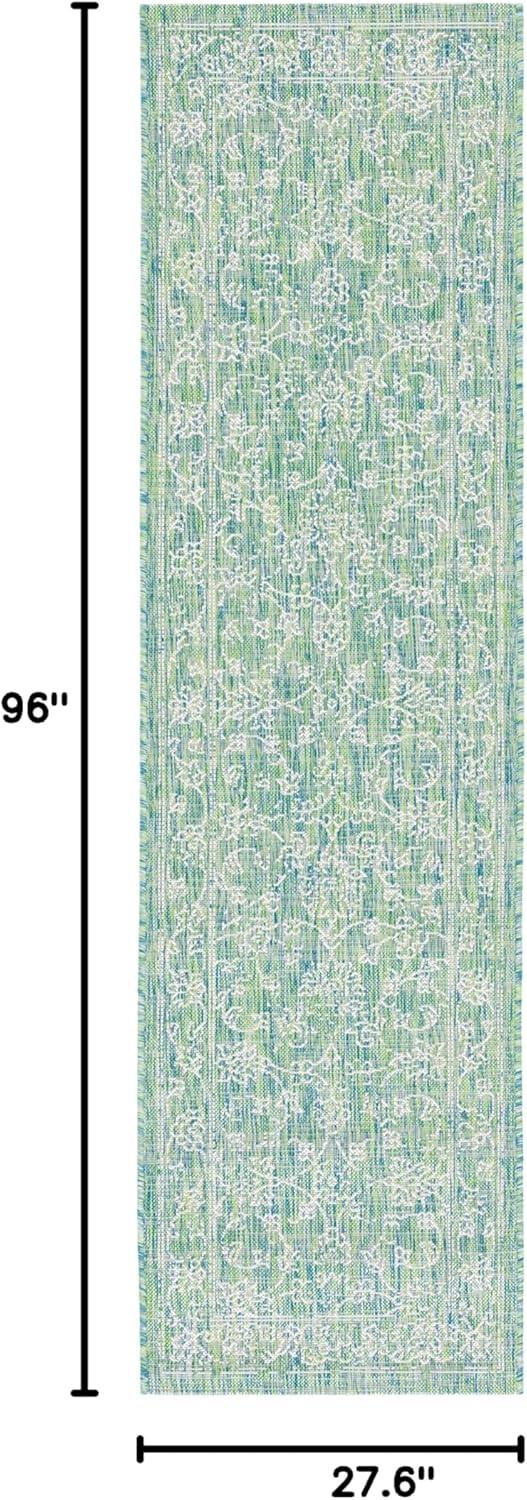 image:imageSAFAVIEH Washable Rug Outdoor Courtyard Collection 9 x 12 Aqua Blue amp Grey NonShedding amp Easy Cleaning Ideal for Patio Backyard Mudroom CY868037121GreenIvory