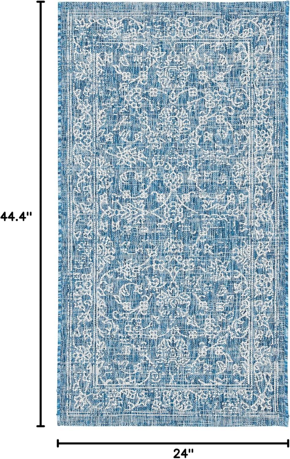 image:imageSAFAVIEH Washable Rug Outdoor Courtyard Collection 9 x 12 Aqua Blue amp Grey NonShedding amp Easy Cleaning Ideal for Patio Backyard Mudroom CY868037121NavyIvory