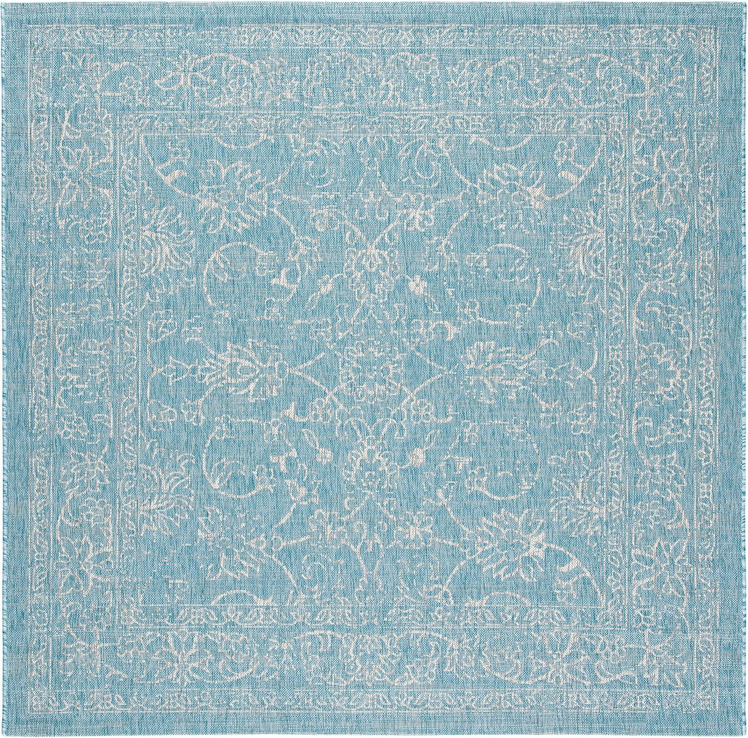 image:imageSAFAVIEH Washable Rug Outdoor Courtyard Collection 9 x 12 Aqua Blue amp Grey NonShedding amp Easy Cleaning Ideal for Patio Backyard Mudroom CY868037121AquaGrey