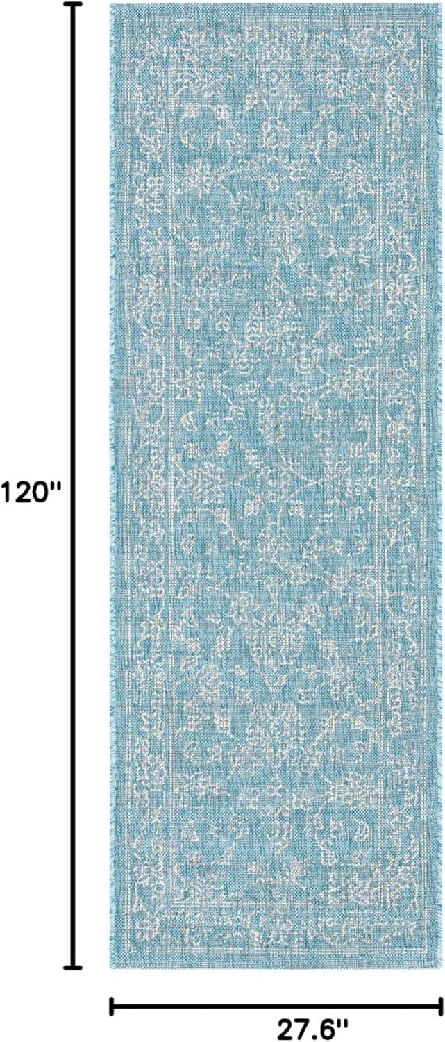 image:imageSAFAVIEH Washable Rug Outdoor Courtyard Collection 9 x 12 Aqua Blue amp Grey NonShedding amp Easy Cleaning Ideal for Patio Backyard Mudroom CY868037121AquaGrey