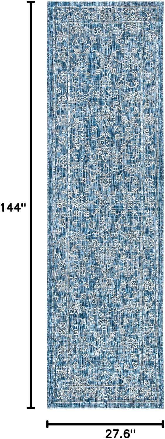 image:imageSAFAVIEH Washable Rug Outdoor Courtyard Collection 9 x 12 Aqua Blue amp Grey NonShedding amp Easy Cleaning Ideal for Patio Backyard Mudroom CY868037121NavyIvory