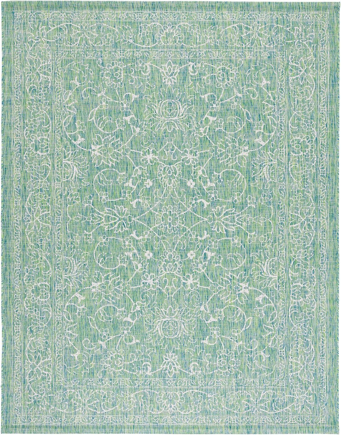 image:imageSAFAVIEH Washable Rug Outdoor Courtyard Collection 9 x 12 Aqua Blue amp Grey NonShedding amp Easy Cleaning Ideal for Patio Backyard Mudroom CY868037121GreenIvory
