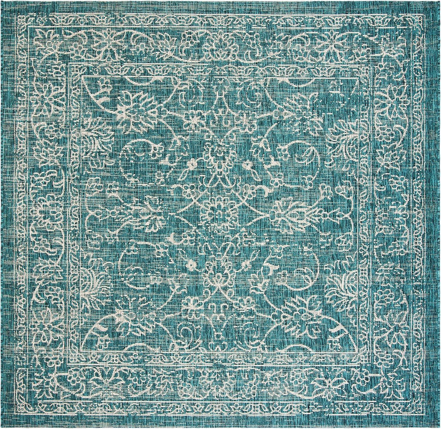 image:imageSAFAVIEH Washable Rug Outdoor Courtyard Collection 9 x 12 Aqua Blue amp Grey NonShedding amp Easy Cleaning Ideal for Patio Backyard Mudroom CY868037121Turquoise