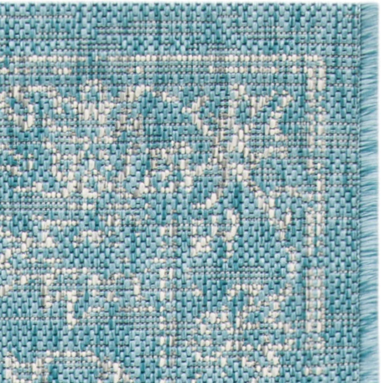 image:imageSAFAVIEH Washable Rug Outdoor Courtyard Collection 9 x 12 Aqua Blue amp Grey NonShedding amp Easy Cleaning Ideal for Patio Backyard Mudroom CY868037121AquaGrey