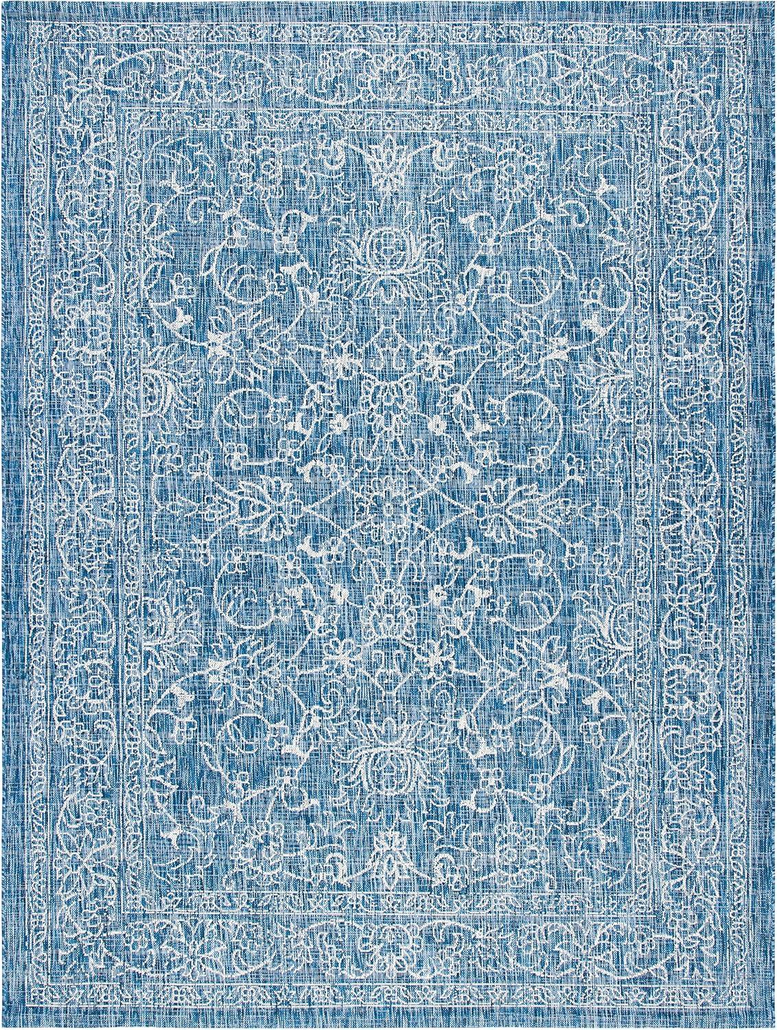 image:imageSAFAVIEH Washable Rug Outdoor Courtyard Collection 9 x 12 Aqua Blue amp Grey NonShedding amp Easy Cleaning Ideal for Patio Backyard Mudroom CY868037121NavyIvory