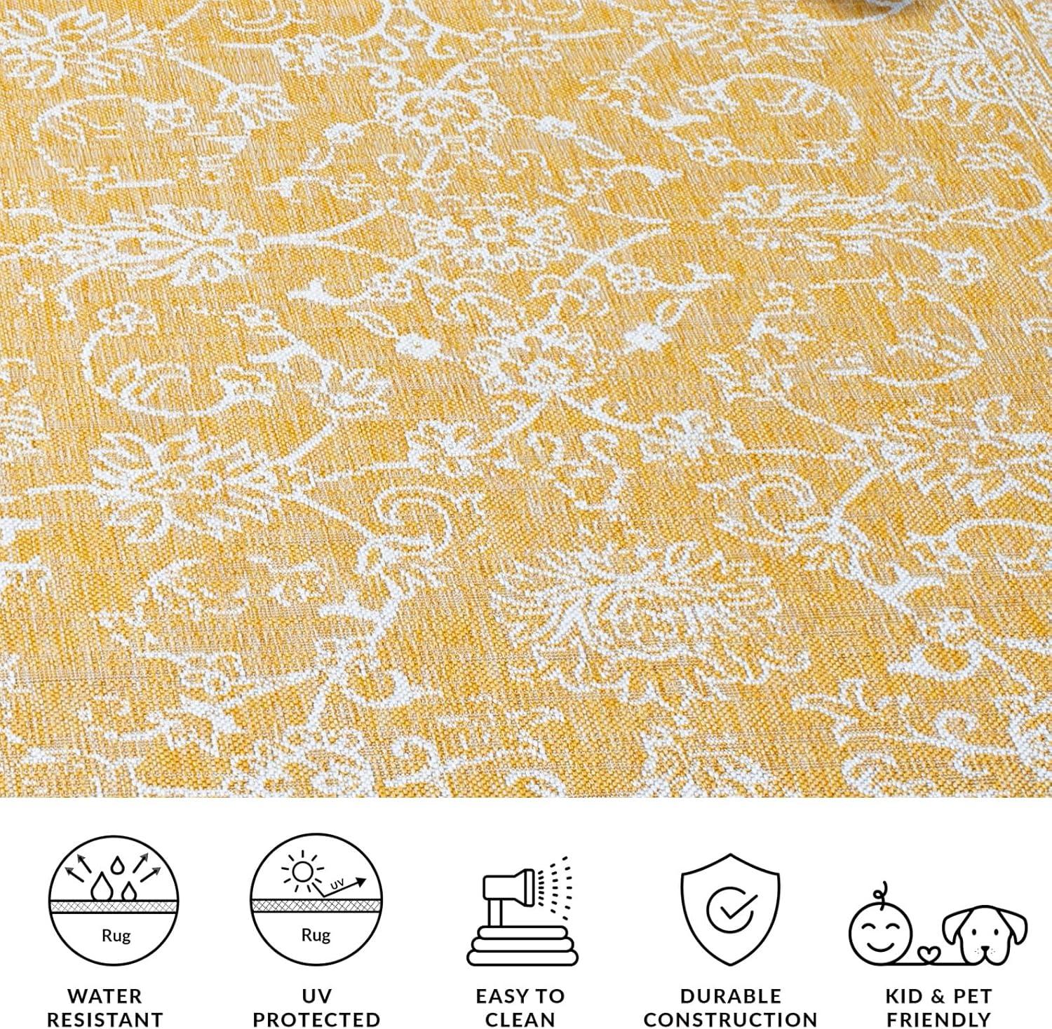 image:imageSAFAVIEH Washable Rug Outdoor Courtyard Collection 9 x 12 Aqua Blue amp Grey NonShedding amp Easy Cleaning Ideal for Patio Backyard Mudroom CY868037121GoldIvory