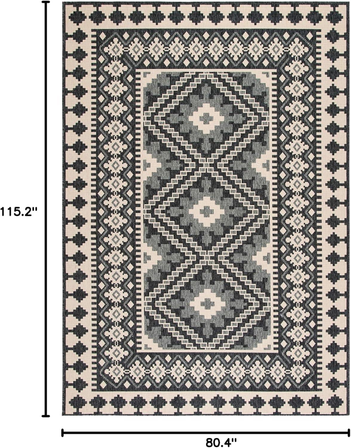 image:imageSAFAVIEH Washable Rug Outdoor Veranda Collection 9 x 12 Ivory amp Charcoal NonShedding amp Easy to Clean Ideal for Patio Backyard Mudroom VER0993435IvoryGrey
