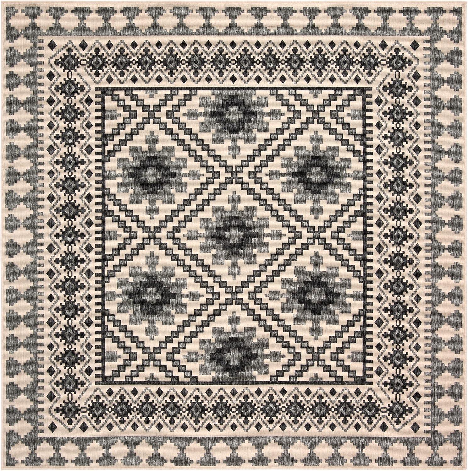 image:imageSAFAVIEH Washable Rug Outdoor Veranda Collection 9 x 12 Ivory amp Charcoal NonShedding amp Easy to Clean Ideal for Patio Backyard Mudroom VER0993435IvorySlate