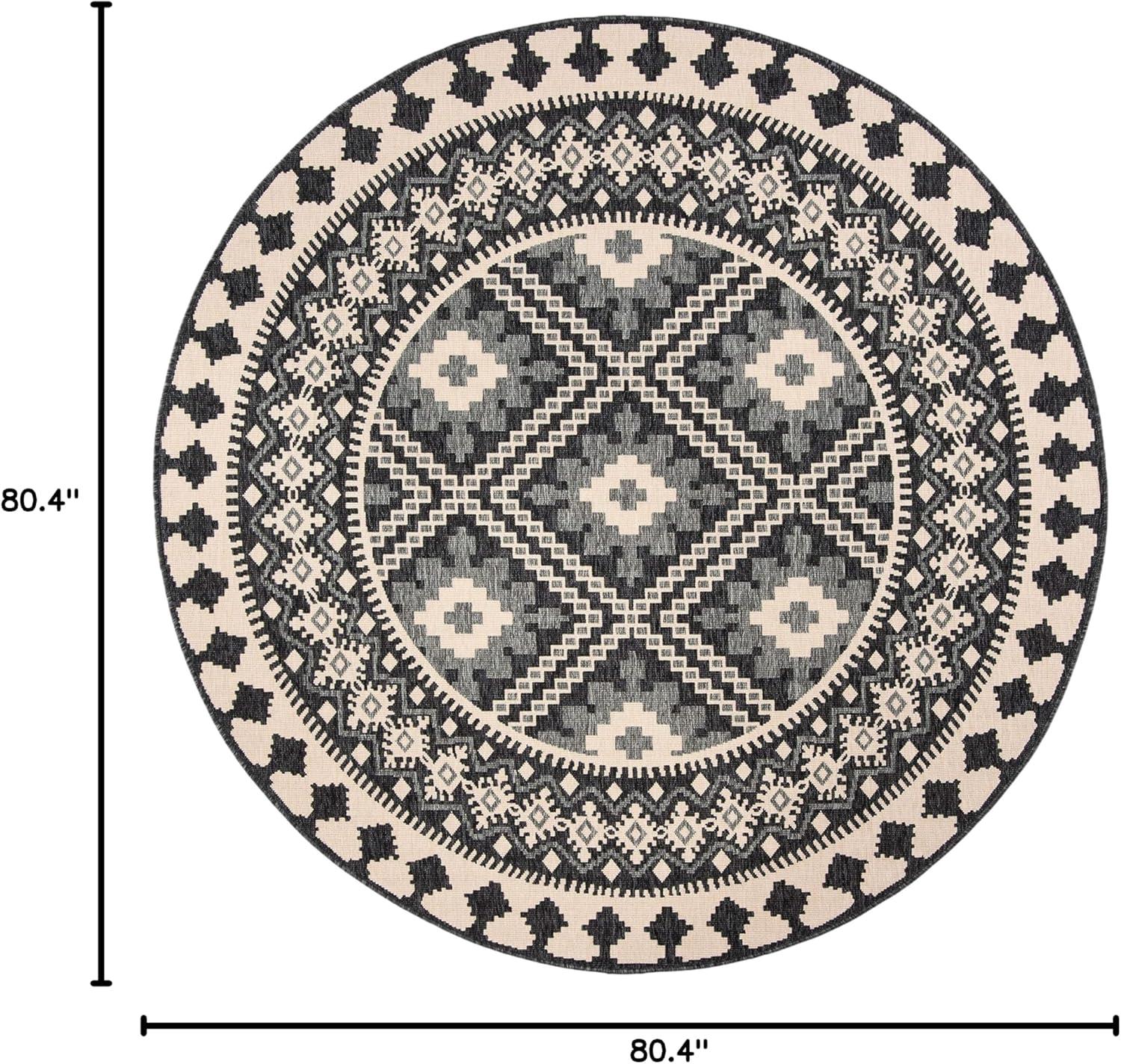 image:imageSAFAVIEH Washable Rug Outdoor Veranda Collection 9 x 12 Ivory amp Charcoal NonShedding amp Easy to Clean Ideal for Patio Backyard Mudroom VER0993435IvoryGrey