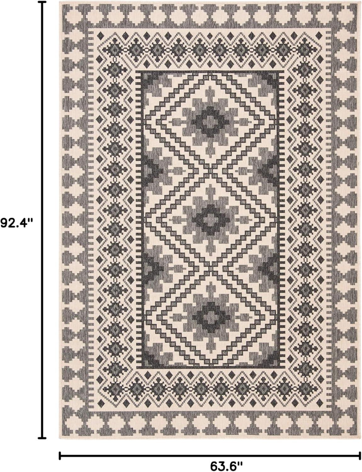 image:imageSAFAVIEH Washable Rug Outdoor Veranda Collection 9 x 12 Ivory amp Charcoal NonShedding amp Easy to Clean Ideal for Patio Backyard Mudroom VER0993435IvorySlate