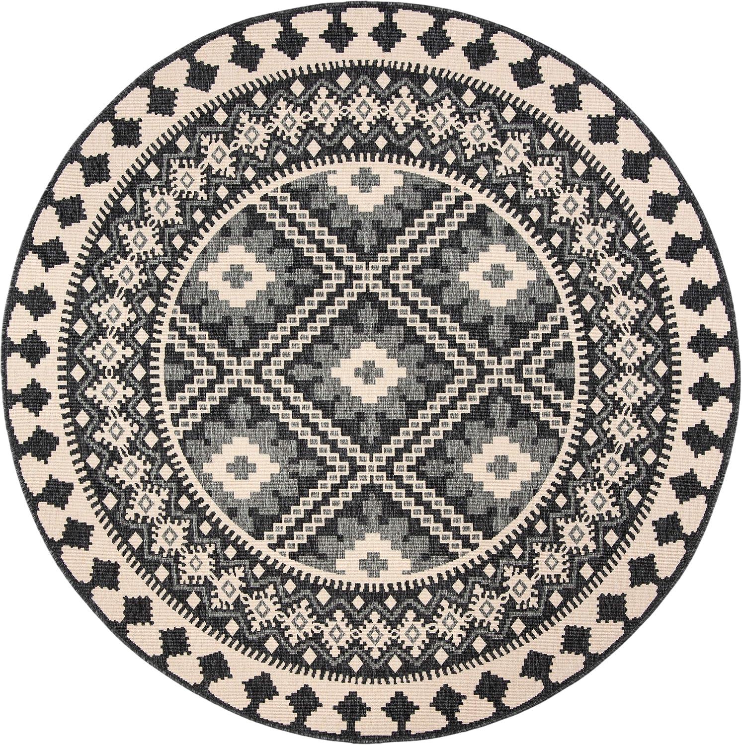 image:imageSAFAVIEH Washable Rug Outdoor Veranda Collection 9 x 12 Ivory amp Charcoal NonShedding amp Easy to Clean Ideal for Patio Backyard Mudroom VER0993435IvoryGrey