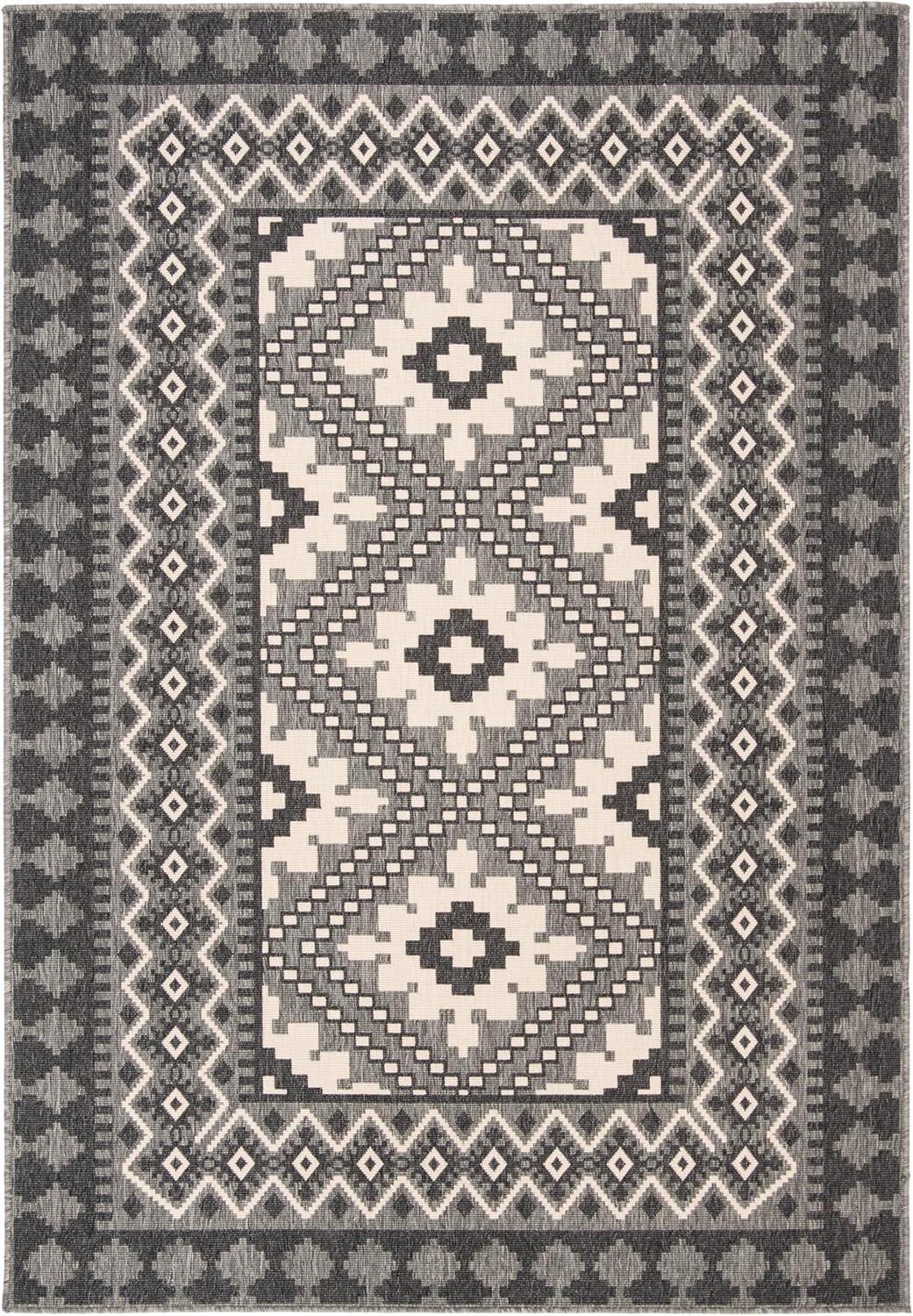 image:imageSAFAVIEH Washable Rug Outdoor Veranda Collection 9 x 12 Ivory amp Charcoal NonShedding amp Easy to Clean Ideal for Patio Backyard Mudroom VER0993435IvoryCharcoal