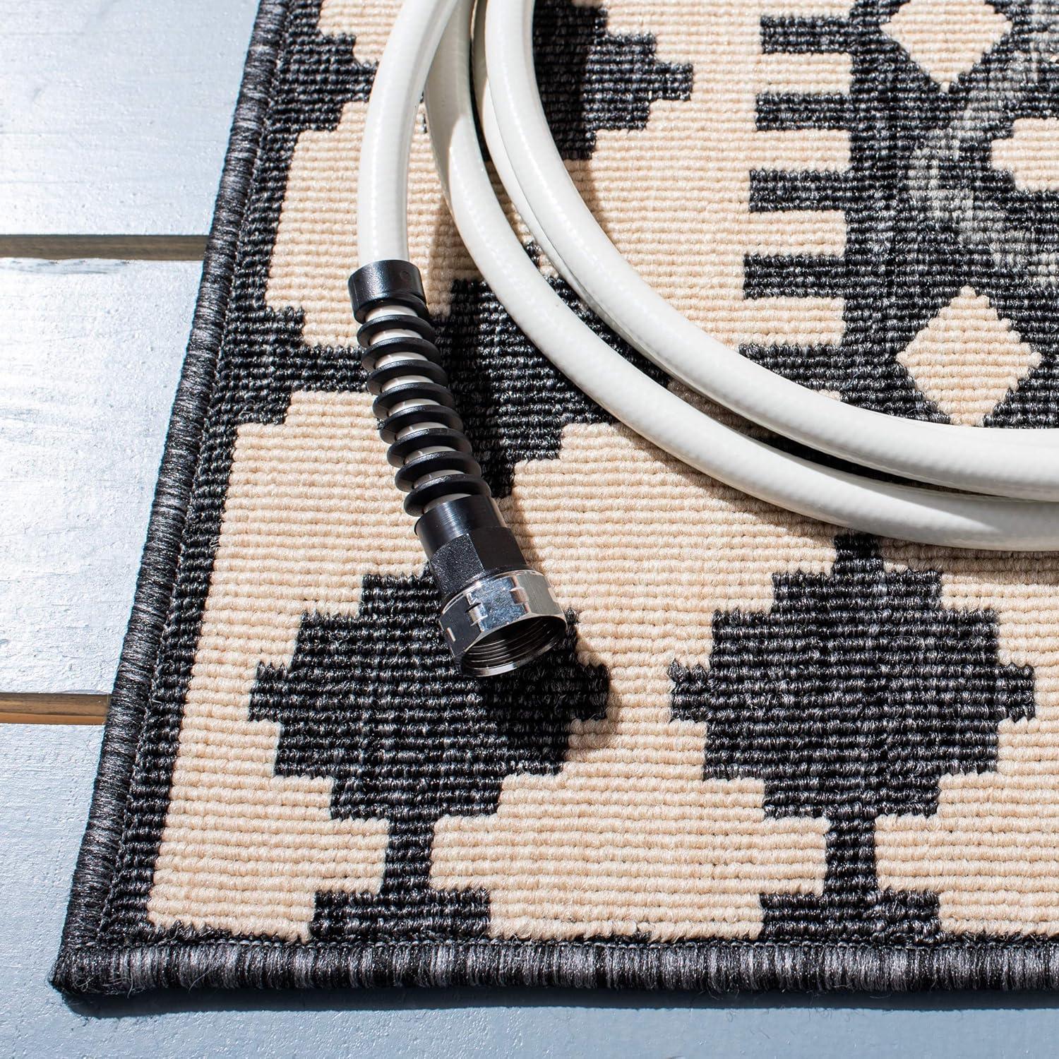 image:imageSAFAVIEH Washable Rug Outdoor Veranda Collection 9 x 12 Ivory amp Charcoal NonShedding amp Easy to Clean Ideal for Patio Backyard Mudroom VER0993435IvoryGrey