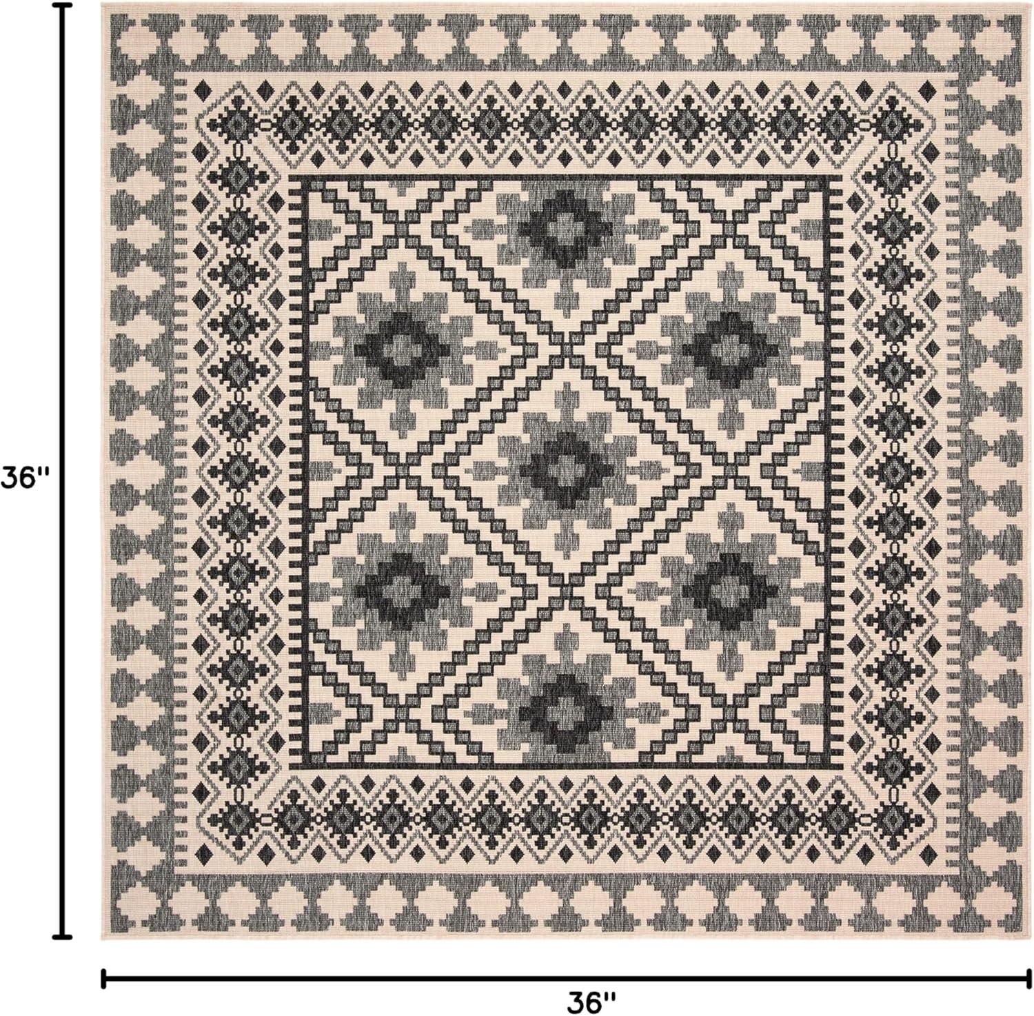 image:imageSAFAVIEH Washable Rug Outdoor Veranda Collection 9 x 12 Ivory amp Charcoal NonShedding amp Easy to Clean Ideal for Patio Backyard Mudroom VER0993435IvorySlate