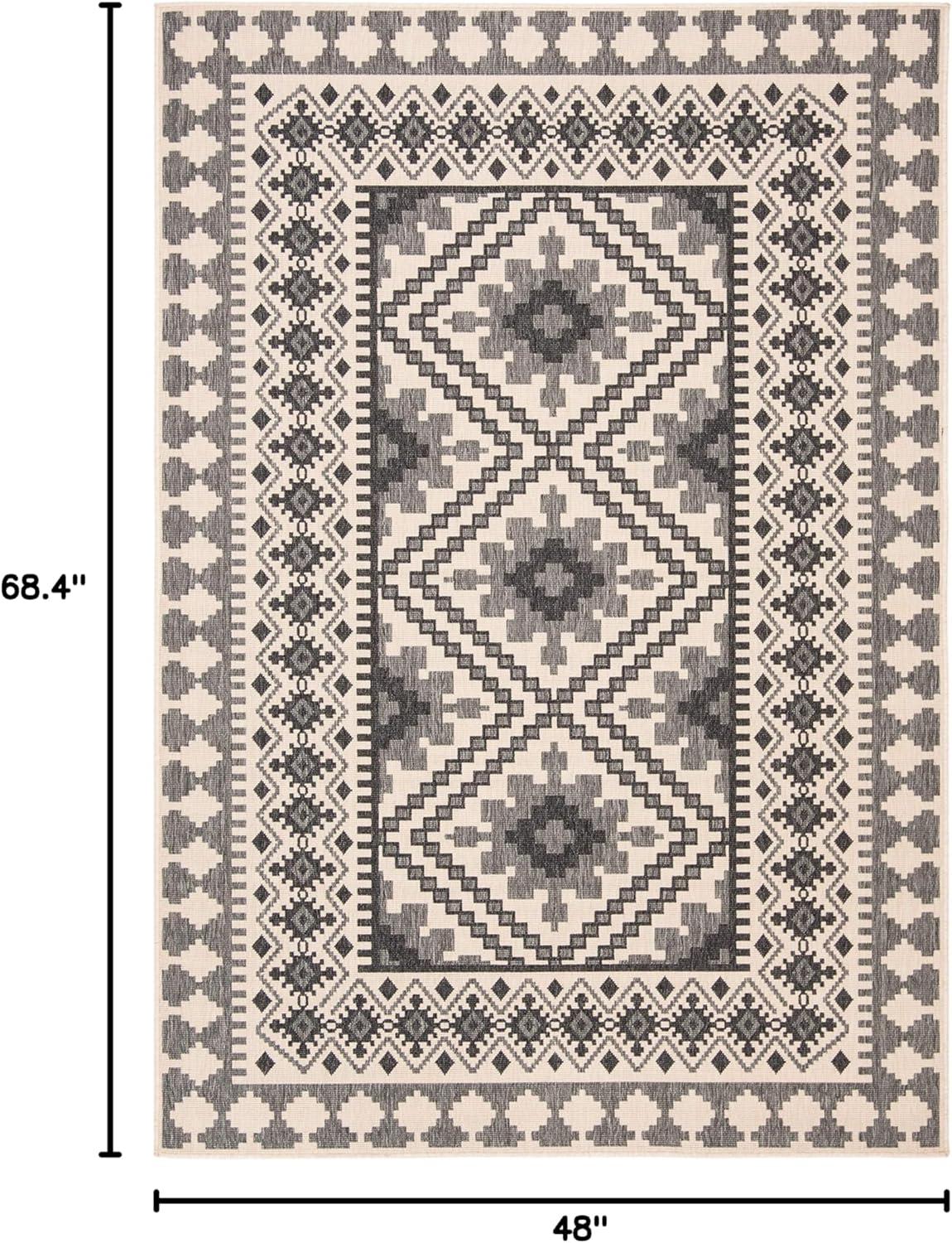 image:imageSAFAVIEH Washable Rug Outdoor Veranda Collection 9 x 12 Ivory amp Charcoal NonShedding amp Easy to Clean Ideal for Patio Backyard Mudroom VER0993435IvorySlate