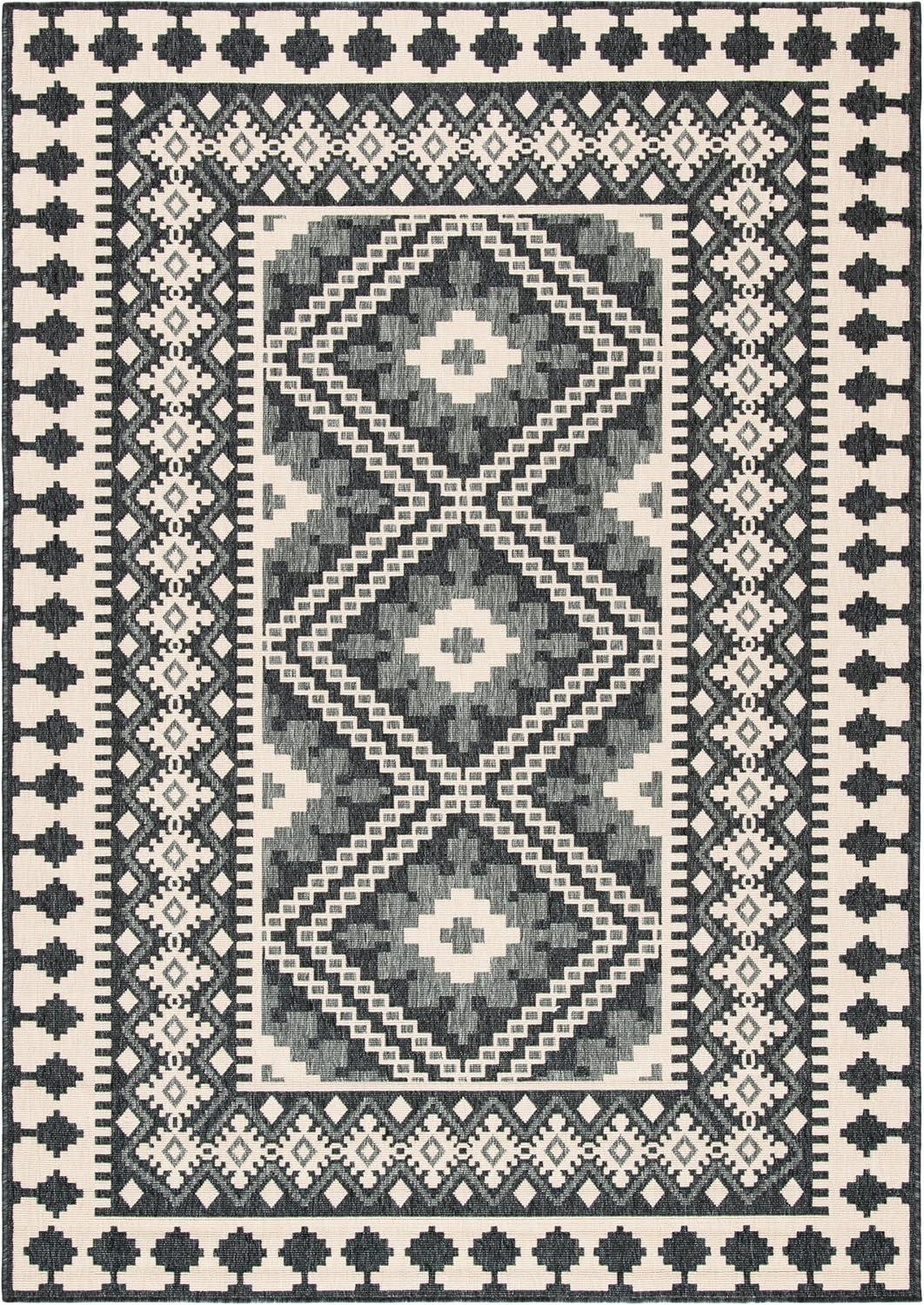 image:imageSAFAVIEH Washable Rug Outdoor Veranda Collection 9 x 12 Ivory amp Charcoal NonShedding amp Easy to Clean Ideal for Patio Backyard Mudroom VER0993435IvoryGrey