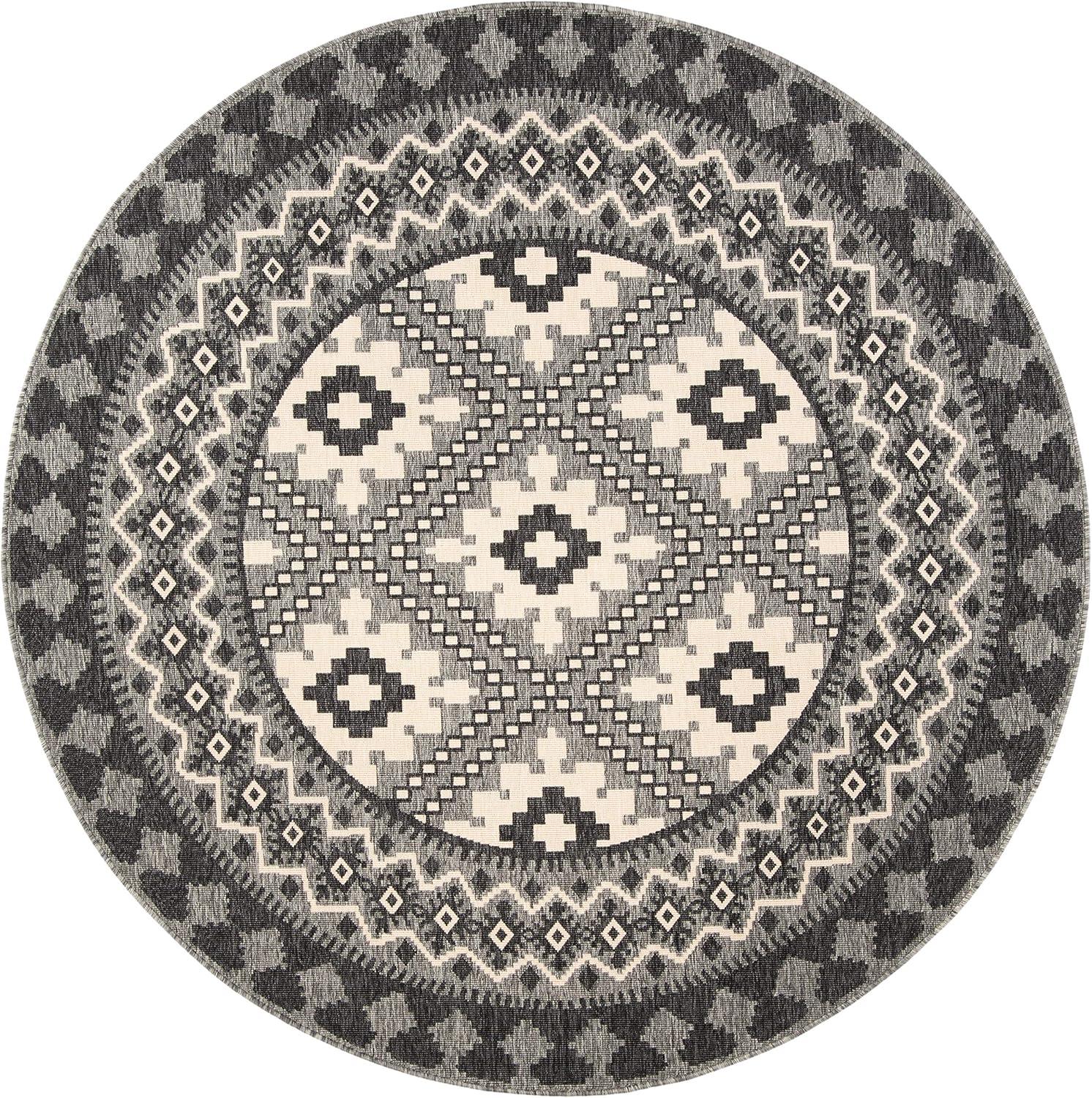 image:imageSAFAVIEH Washable Rug Outdoor Veranda Collection 9 x 12 Ivory amp Charcoal NonShedding amp Easy to Clean Ideal for Patio Backyard Mudroom VER0993435IvoryCharcoal