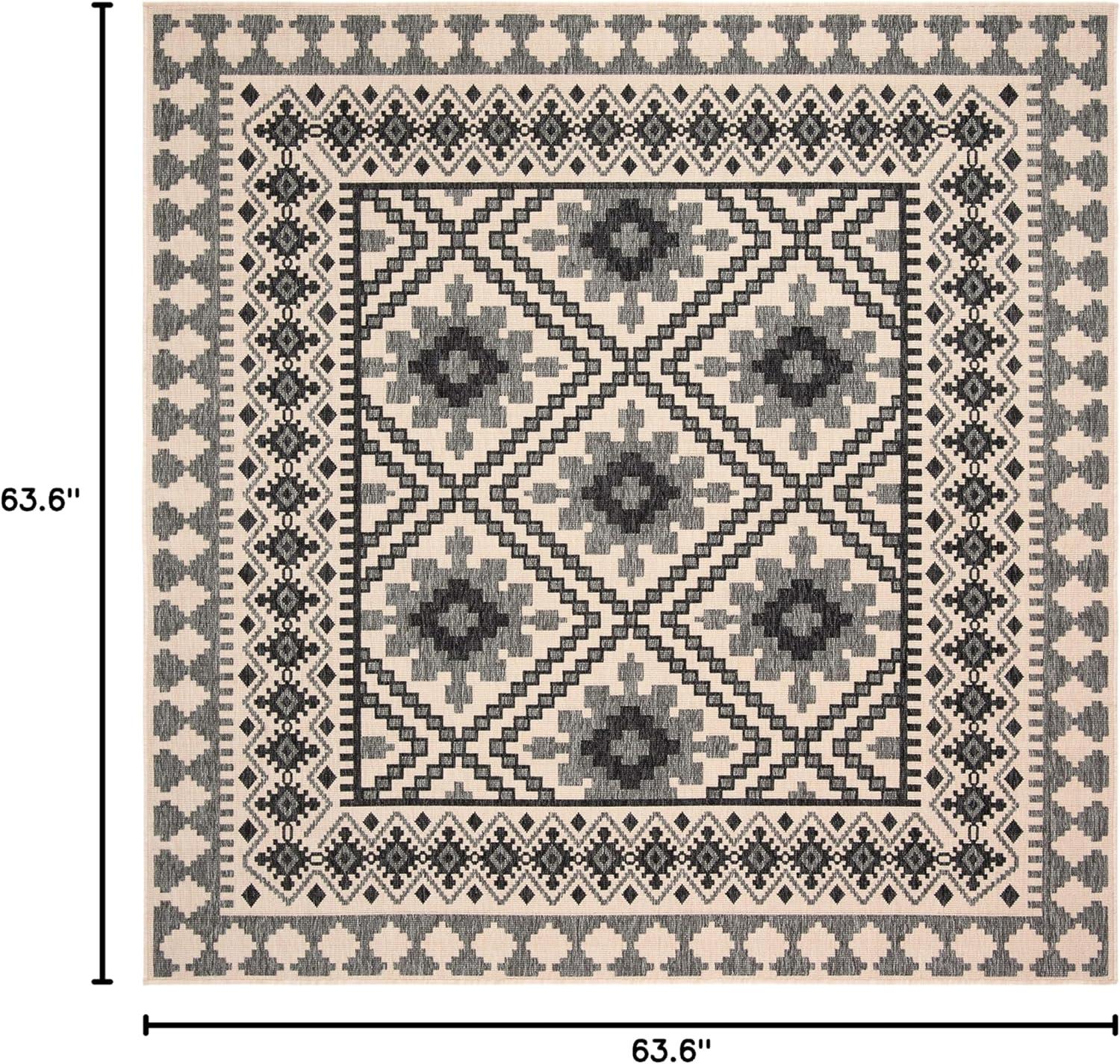image:imageSAFAVIEH Washable Rug Outdoor Veranda Collection 9 x 12 Ivory amp Charcoal NonShedding amp Easy to Clean Ideal for Patio Backyard Mudroom VER0993435IvorySlate