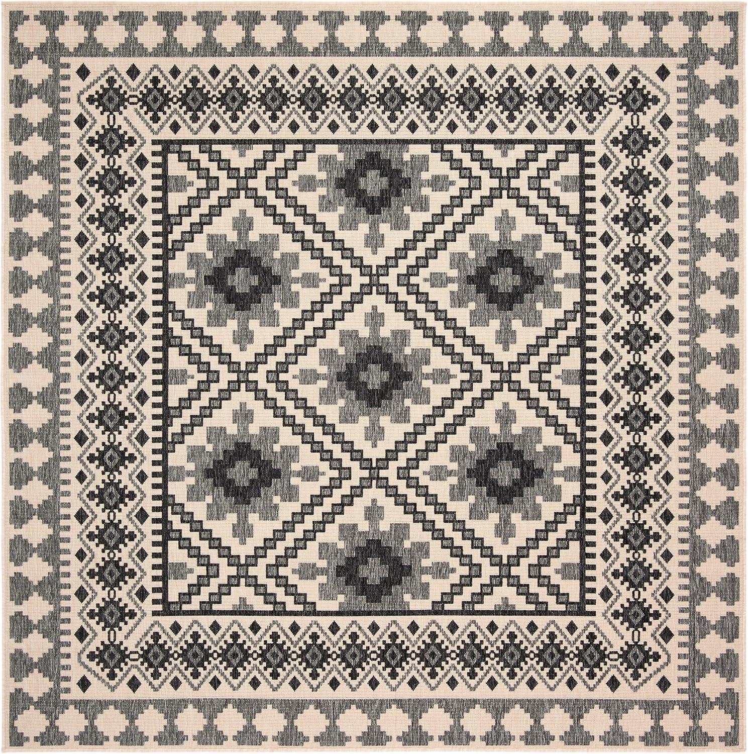 image:imageSAFAVIEH Washable Rug Outdoor Veranda Collection 9 x 12 Ivory amp Charcoal NonShedding amp Easy to Clean Ideal for Patio Backyard Mudroom VER0993435IvorySlate