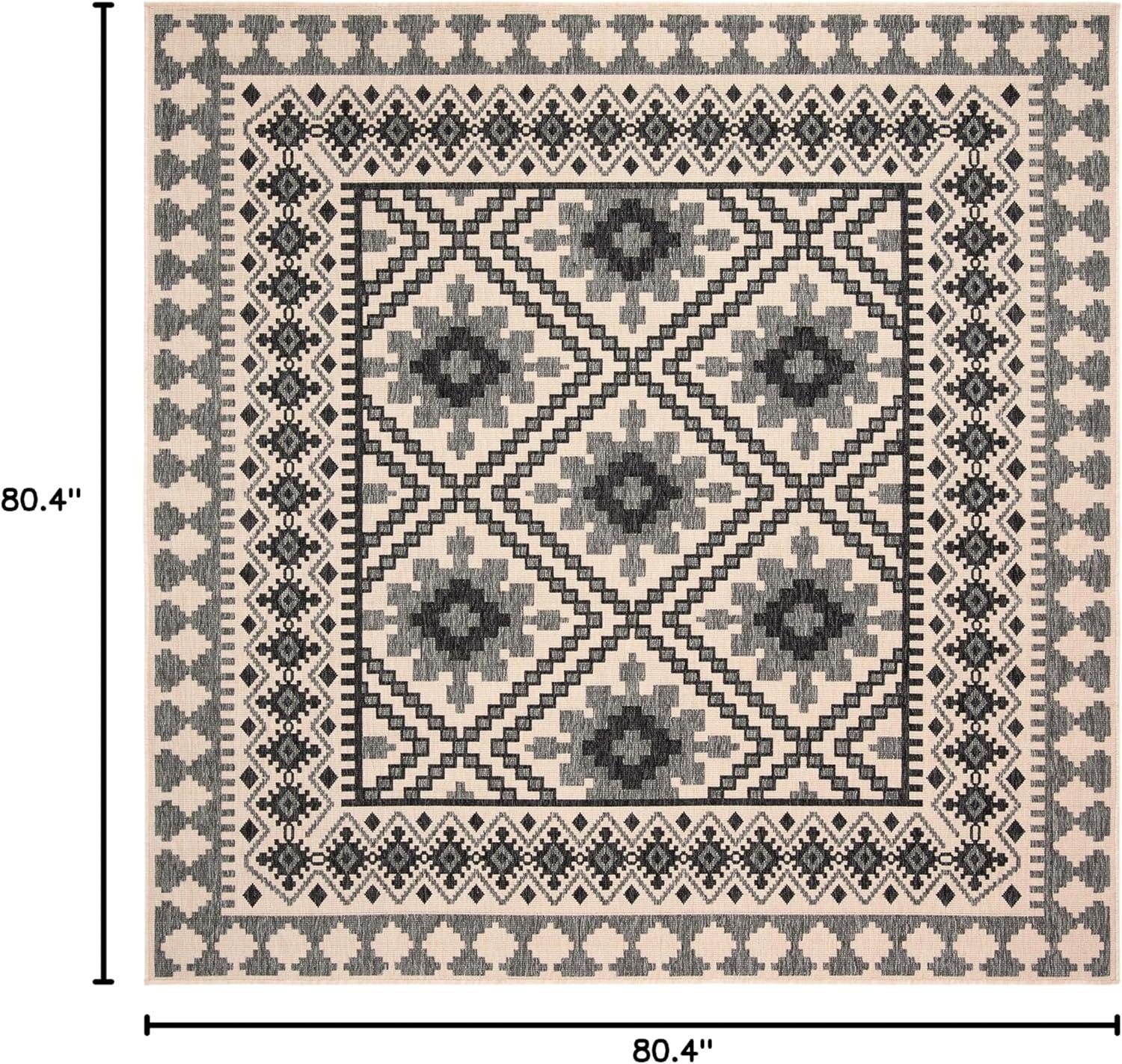 image:imageSAFAVIEH Washable Rug Outdoor Veranda Collection 9 x 12 Ivory amp Charcoal NonShedding amp Easy to Clean Ideal for Patio Backyard Mudroom VER0993435IvorySlate