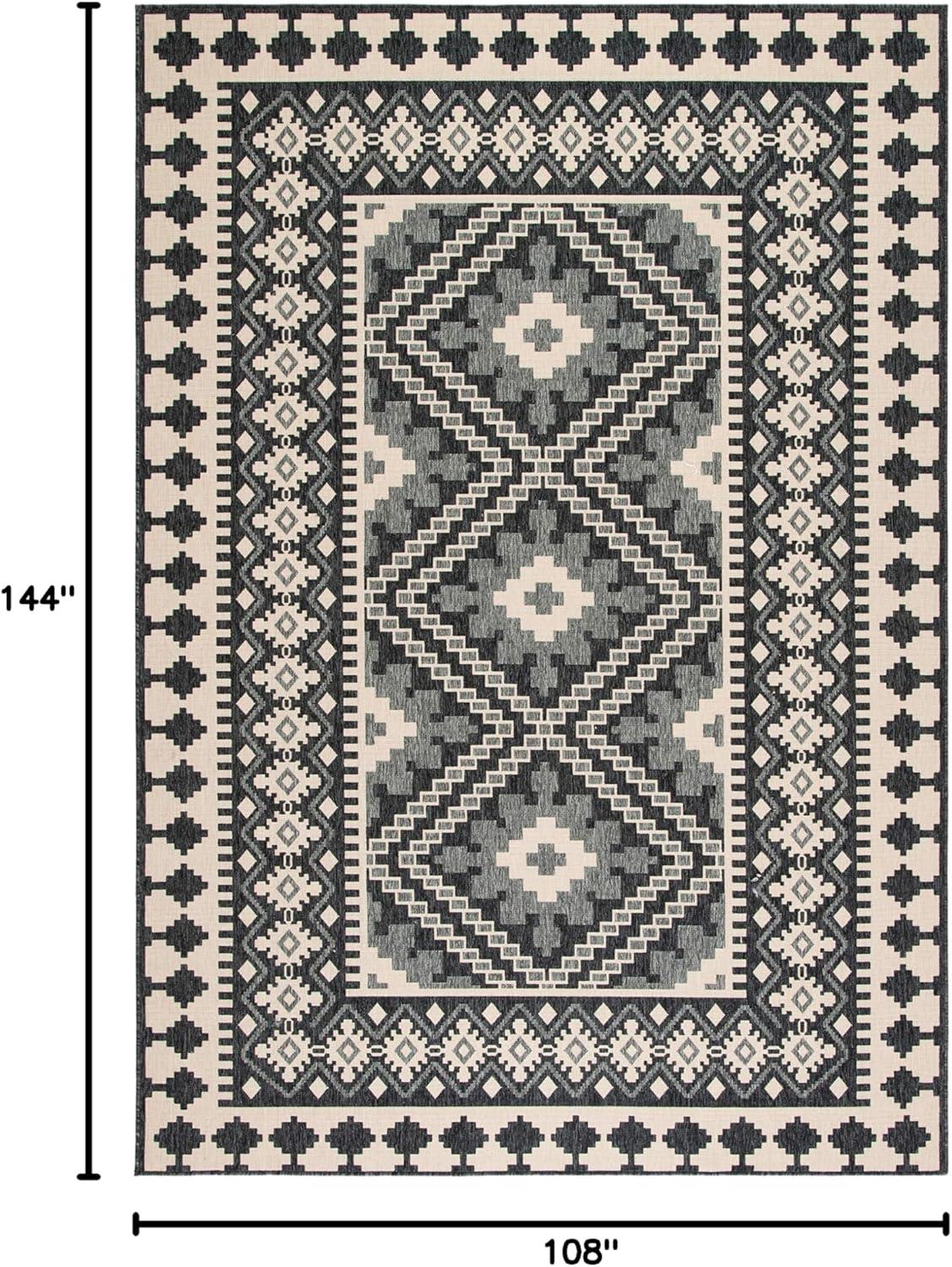 image:imageSAFAVIEH Washable Rug Outdoor Veranda Collection 9 x 12 Ivory amp Charcoal NonShedding amp Easy to Clean Ideal for Patio Backyard Mudroom VER0993435IvoryGrey