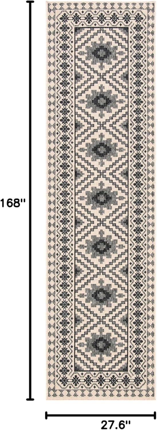 image:imageSAFAVIEH Washable Rug Outdoor Veranda Collection 9 x 12 Ivory amp Charcoal NonShedding amp Easy to Clean Ideal for Patio Backyard Mudroom VER0993435IvorySlate