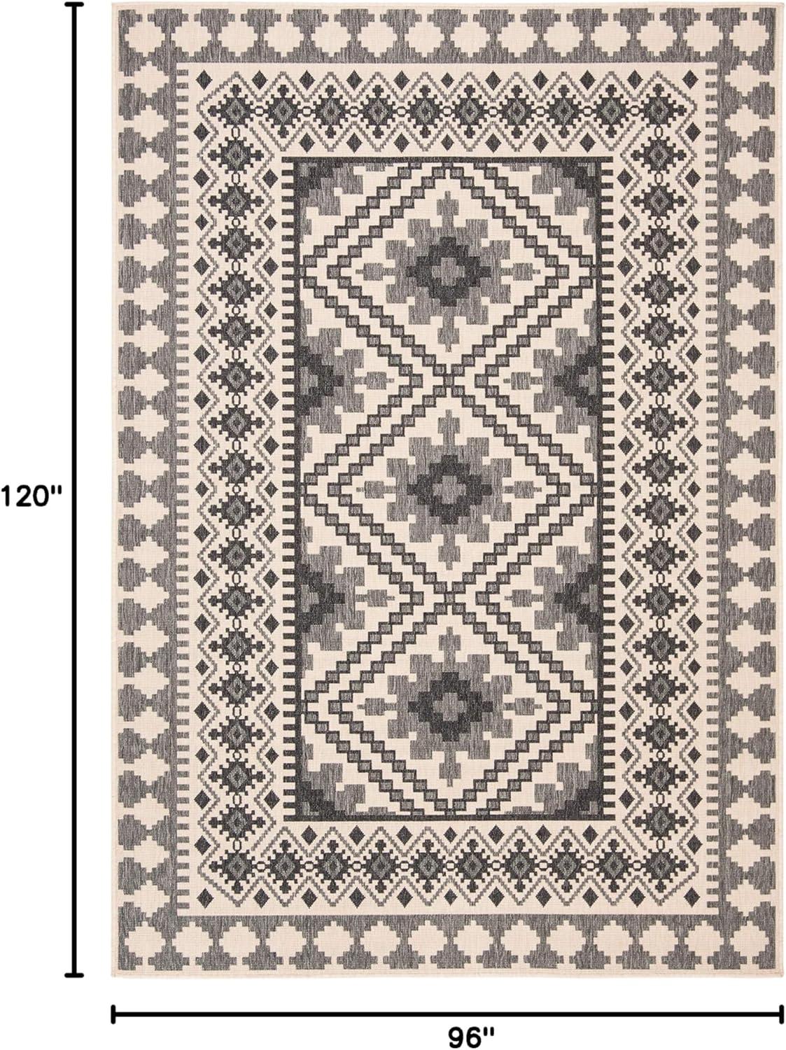 image:imageSAFAVIEH Washable Rug Outdoor Veranda Collection 9 x 12 Ivory amp Charcoal NonShedding amp Easy to Clean Ideal for Patio Backyard Mudroom VER0993435IvorySlate
