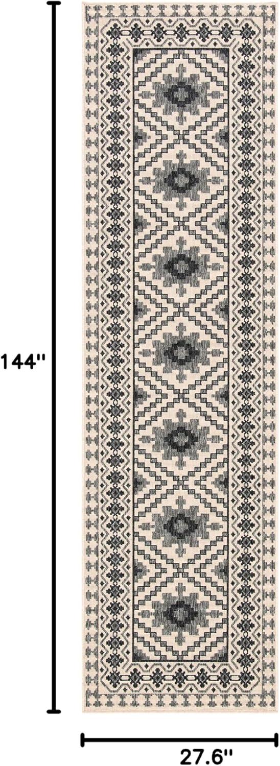 image:imageSAFAVIEH Washable Rug Outdoor Veranda Collection 9 x 12 Ivory amp Charcoal NonShedding amp Easy to Clean Ideal for Patio Backyard Mudroom VER0993435IvorySlate