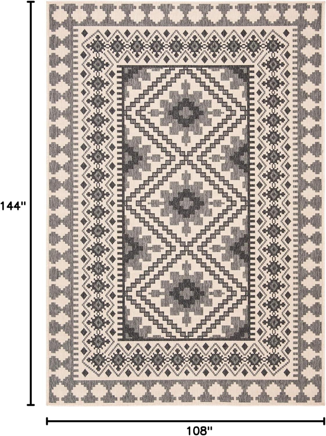 image:imageSAFAVIEH Washable Rug Outdoor Veranda Collection 9 x 12 Ivory amp Charcoal NonShedding amp Easy to Clean Ideal for Patio Backyard Mudroom VER0993435IvorySlate