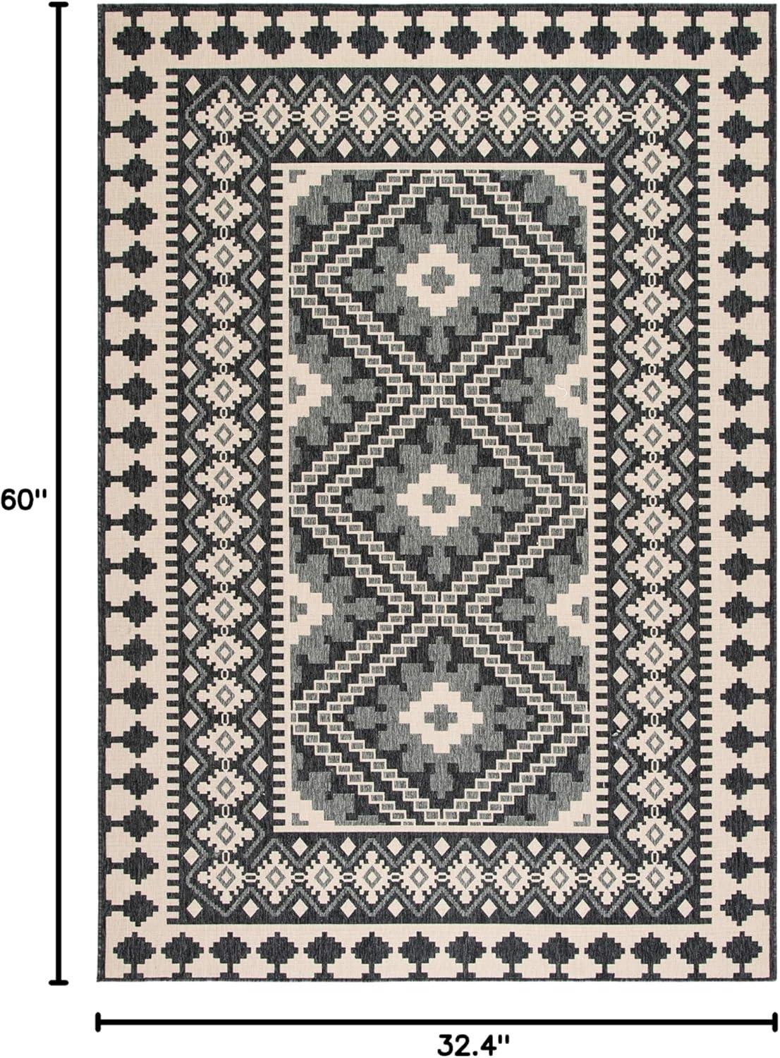 image:imageSAFAVIEH Washable Rug Outdoor Veranda Collection 9 x 12 Ivory amp Charcoal NonShedding amp Easy to Clean Ideal for Patio Backyard Mudroom VER0993435IvoryGrey