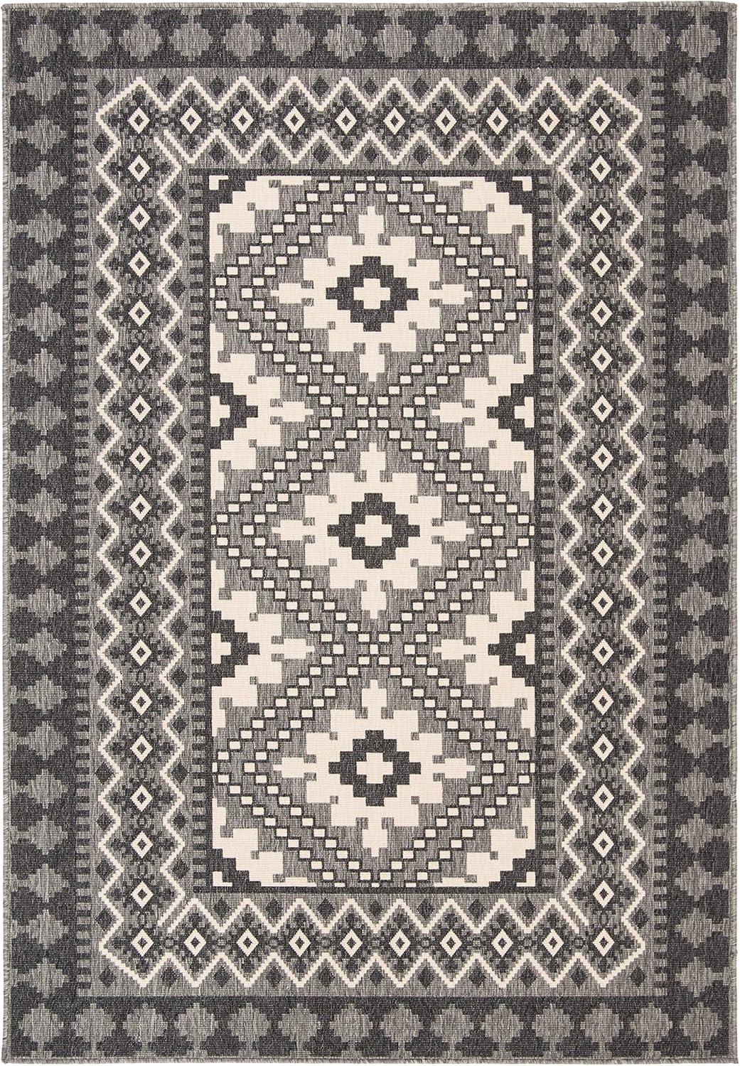 image:imageSAFAVIEH Washable Rug Outdoor Veranda Collection 9 x 12 Ivory amp Charcoal NonShedding amp Easy to Clean Ideal for Patio Backyard Mudroom VER0993435IvoryCharcoal