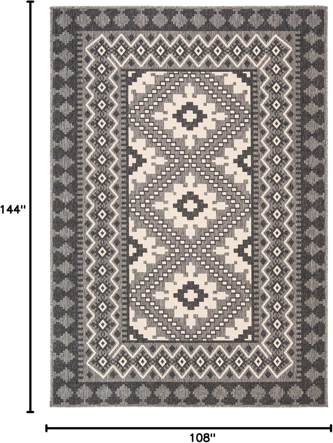 image:imageSAFAVIEH Washable Rug Outdoor Veranda Collection 9 x 12 Ivory amp Charcoal NonShedding amp Easy to Clean Ideal for Patio Backyard Mudroom VER0993435IvoryCharcoal