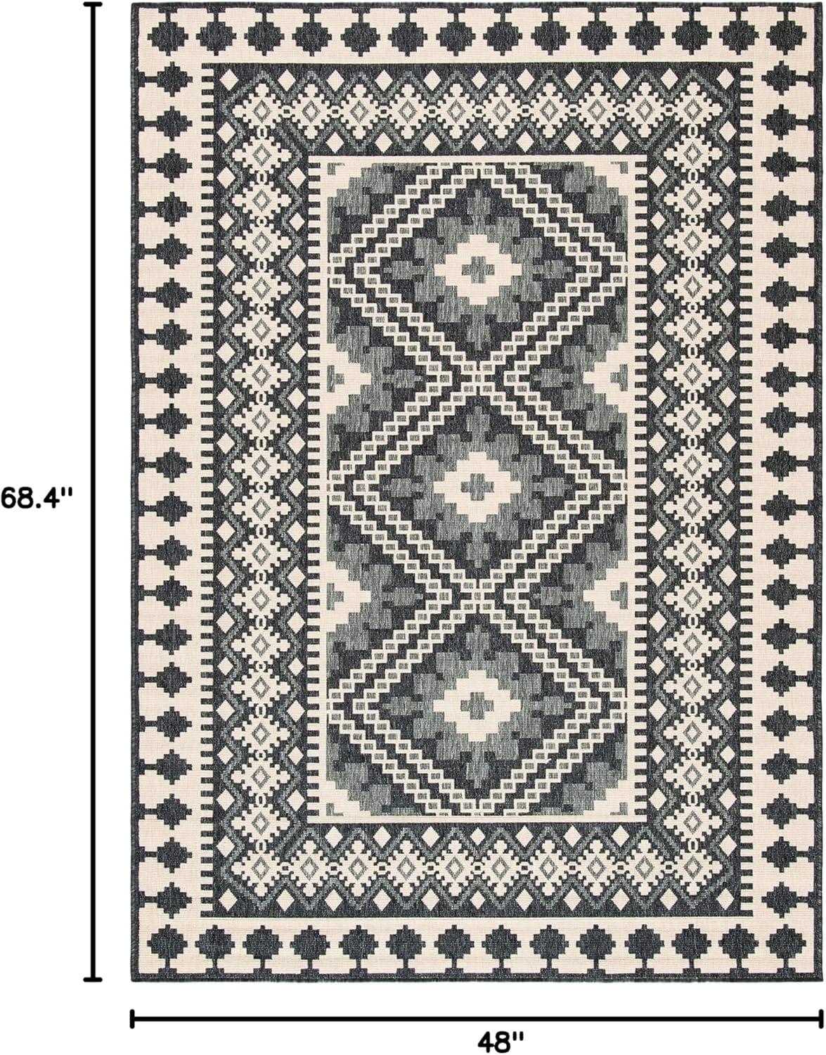 image:imageSAFAVIEH Washable Rug Outdoor Veranda Collection 9 x 12 Ivory amp Charcoal NonShedding amp Easy to Clean Ideal for Patio Backyard Mudroom VER0993435IvoryGrey
