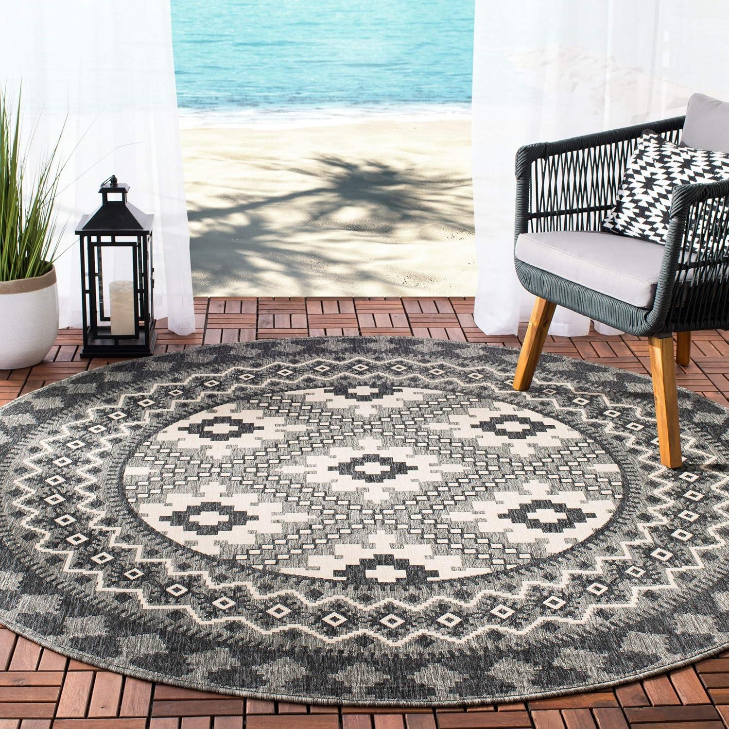 image:imageSAFAVIEH Washable Rug Outdoor Veranda Collection 9 x 12 Ivory amp Charcoal NonShedding amp Easy to Clean Ideal for Patio Backyard Mudroom VER0993435IvoryCharcoal