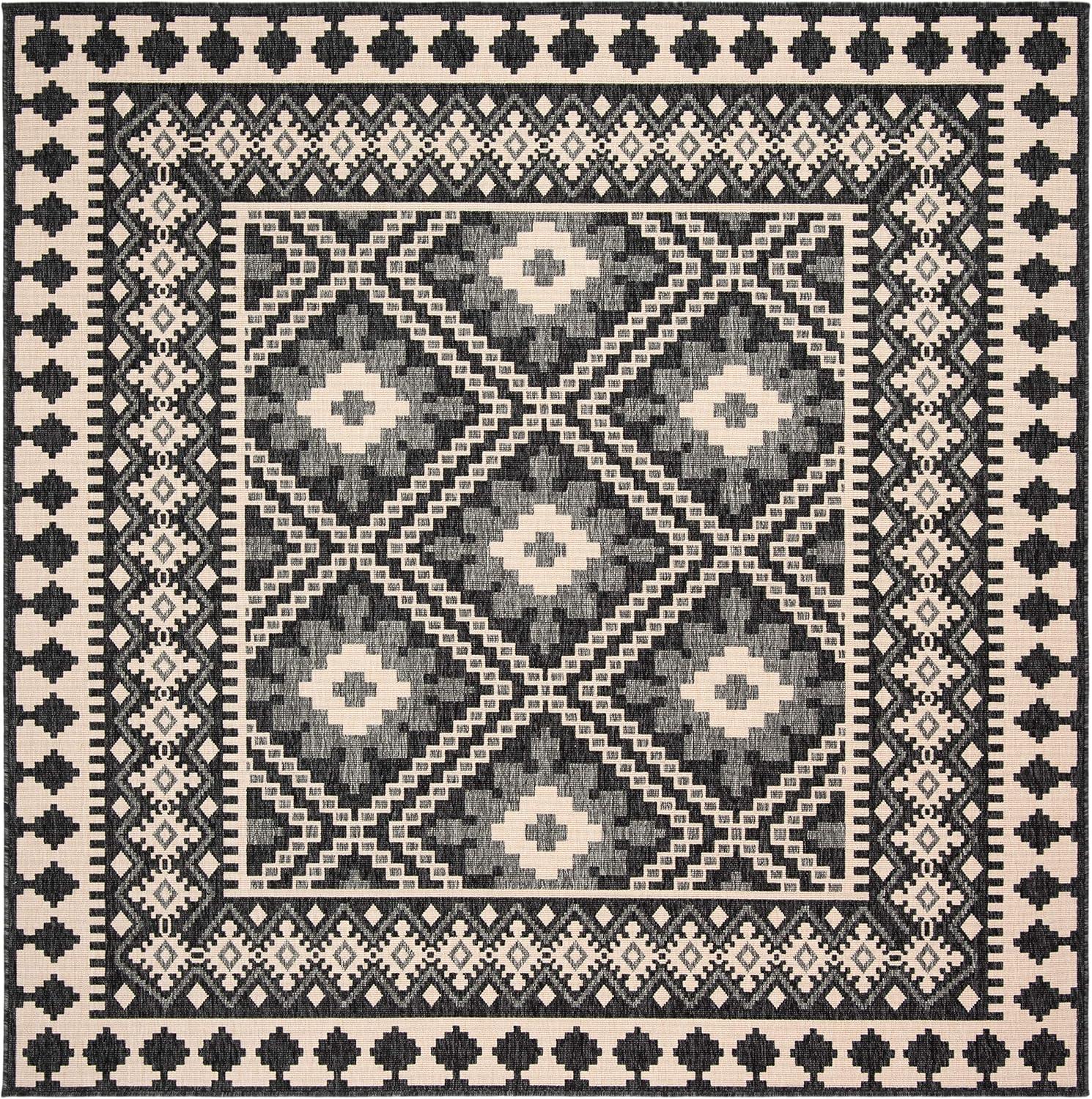 image:imageSAFAVIEH Washable Rug Outdoor Veranda Collection 9 x 12 Ivory amp Charcoal NonShedding amp Easy to Clean Ideal for Patio Backyard Mudroom VER0993435IvoryGrey